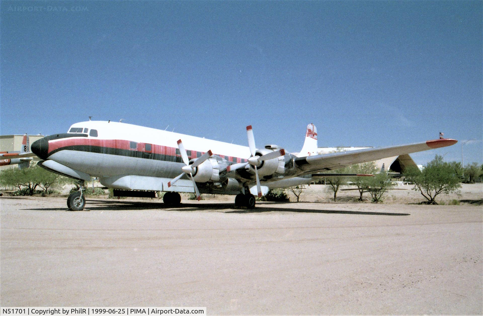 Aircraft N51701, 1957 Douglas DC-7B, c/n 44701 l/n 593, N51701 1957 DC-7B Pima, at PIMA, photo by PhilR