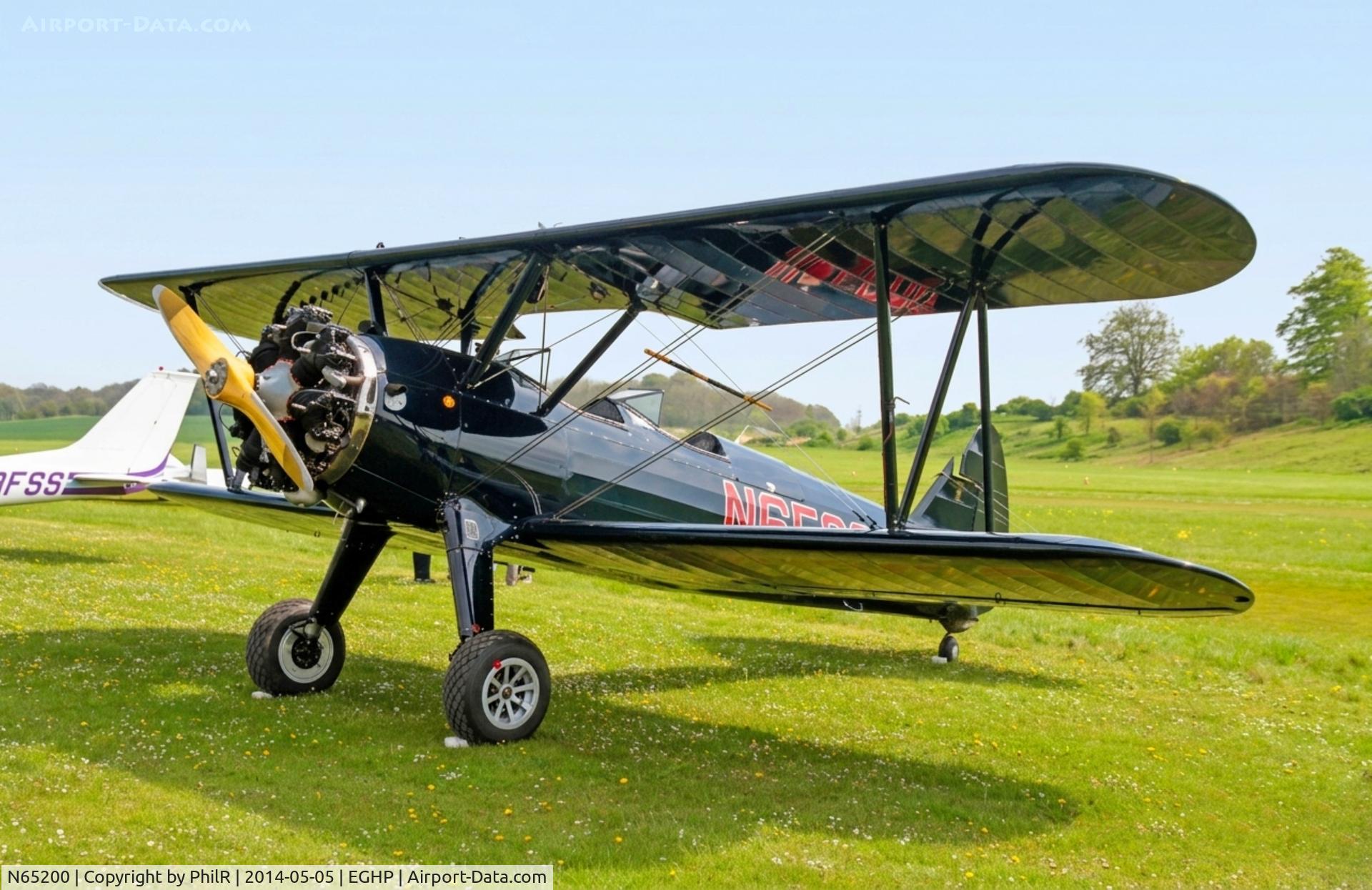 Aircraft N65200, 1941 Boeing A75N1(PT17), c/n 75-3817, N65200 1941 Boeing A75N1(PT27) Kaydet Popham, at EGHP, photo by PhilR