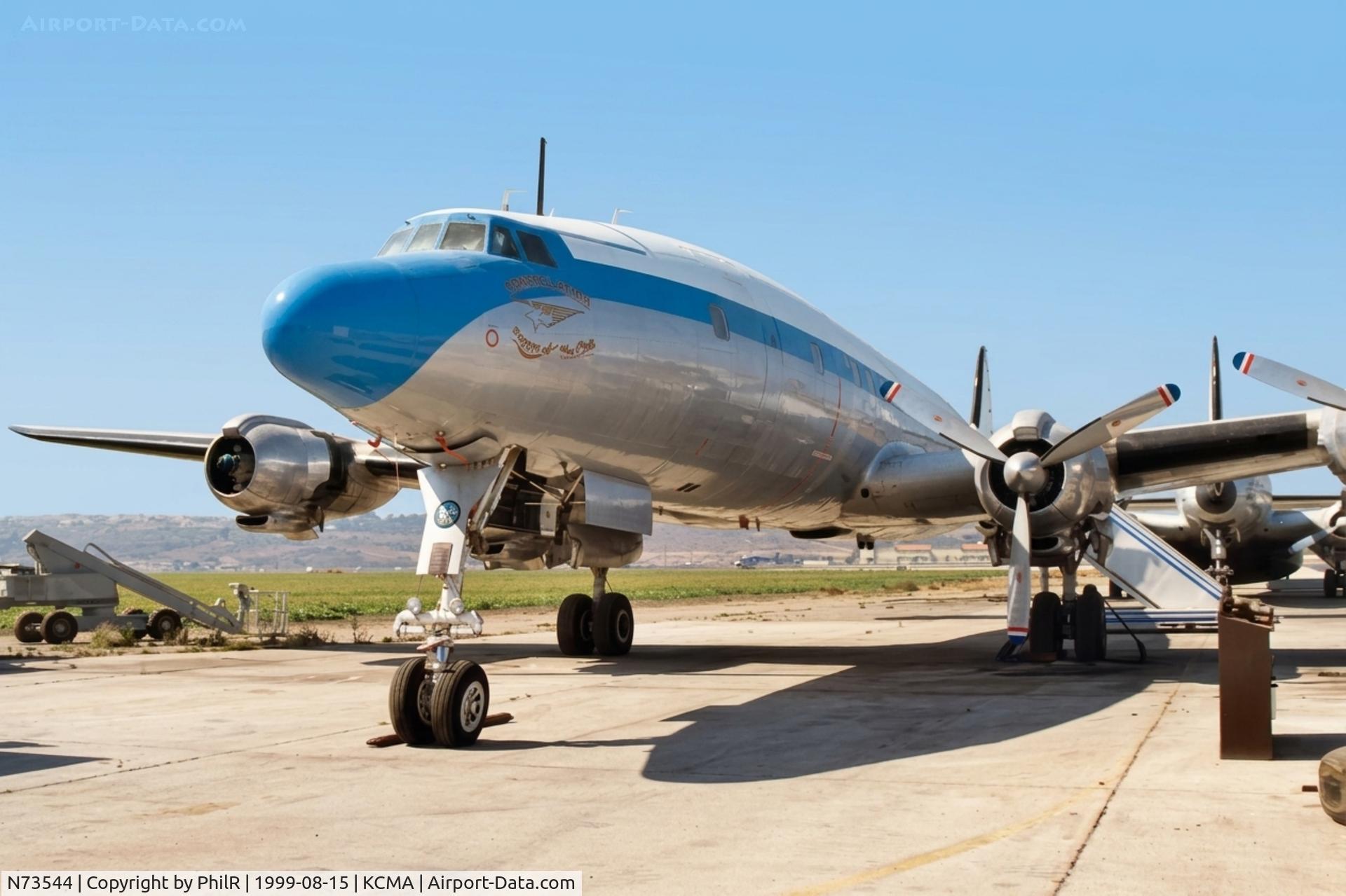 Aircraft N73544, 1955 Lockheed C-121C Super Constellation (L-1049F), c/n 1049F-4175, N73544 1955 Lockheed C-121C Camarillo 15.08.99(3).jpg, at KCMA, photo by PhilR