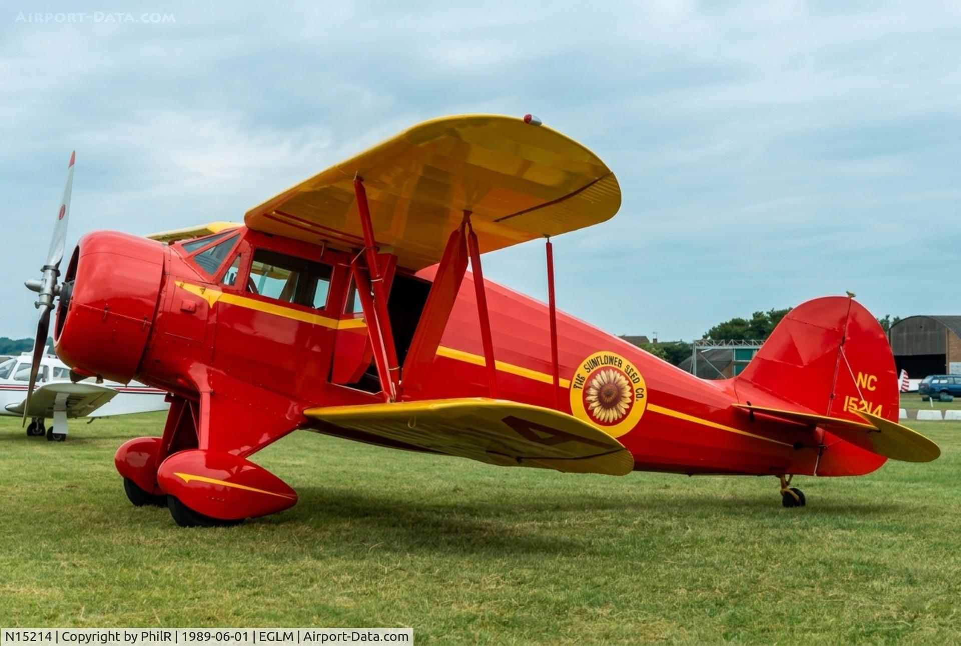Aircraft N15214, 1935 Waco UKC-S, c/n 3981, NC15214 1934 Waco UKC-S White Waltham, at EGLM, photo by PhilR