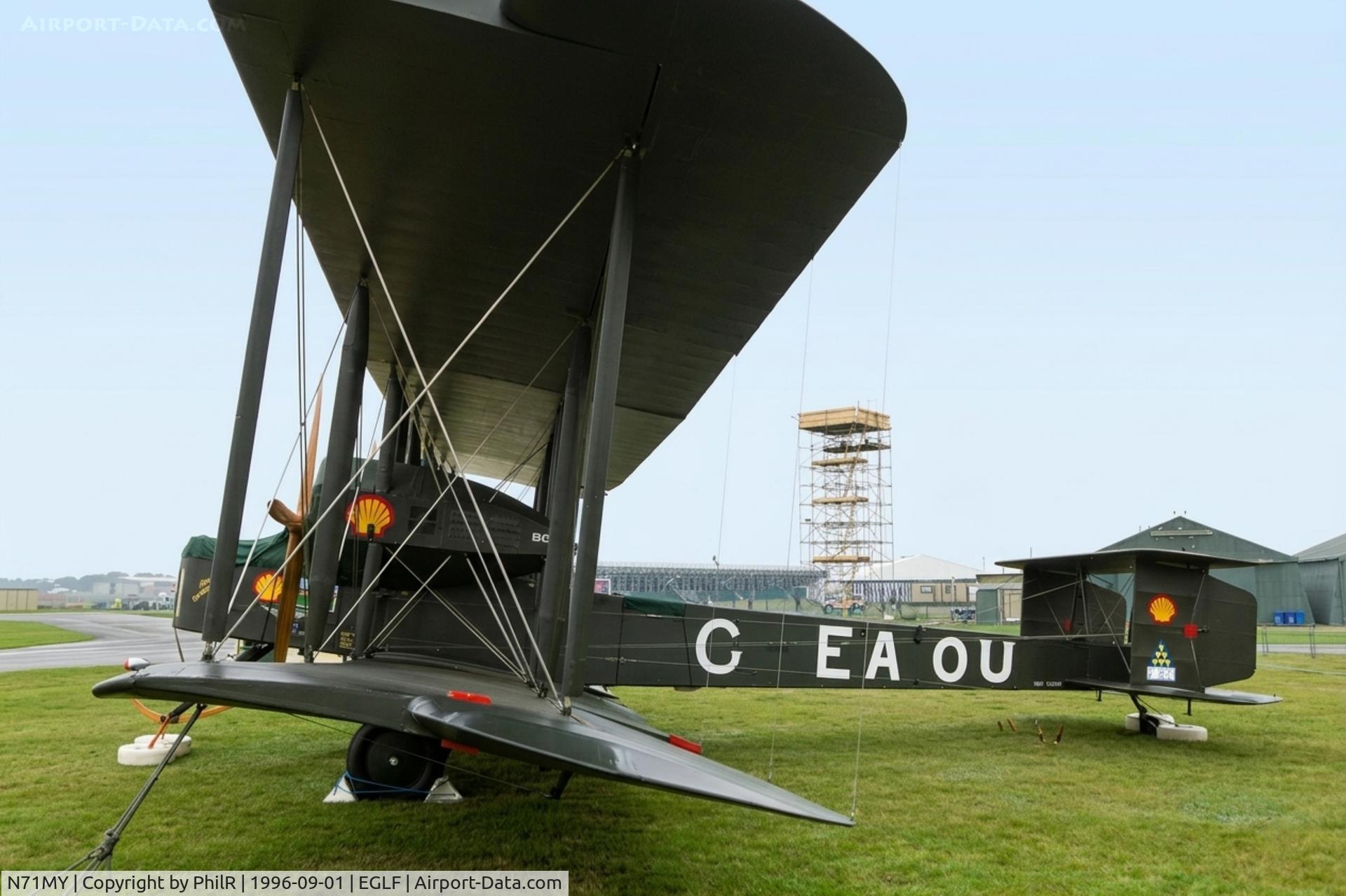 Aircraft N71MY, 1994 Vickers FB-27A Vimy (replica), c/n 01, NX71MY (G-EAOU) 1994 Vickers Vimy replica SBAC, at EGLF, photo by PhilR