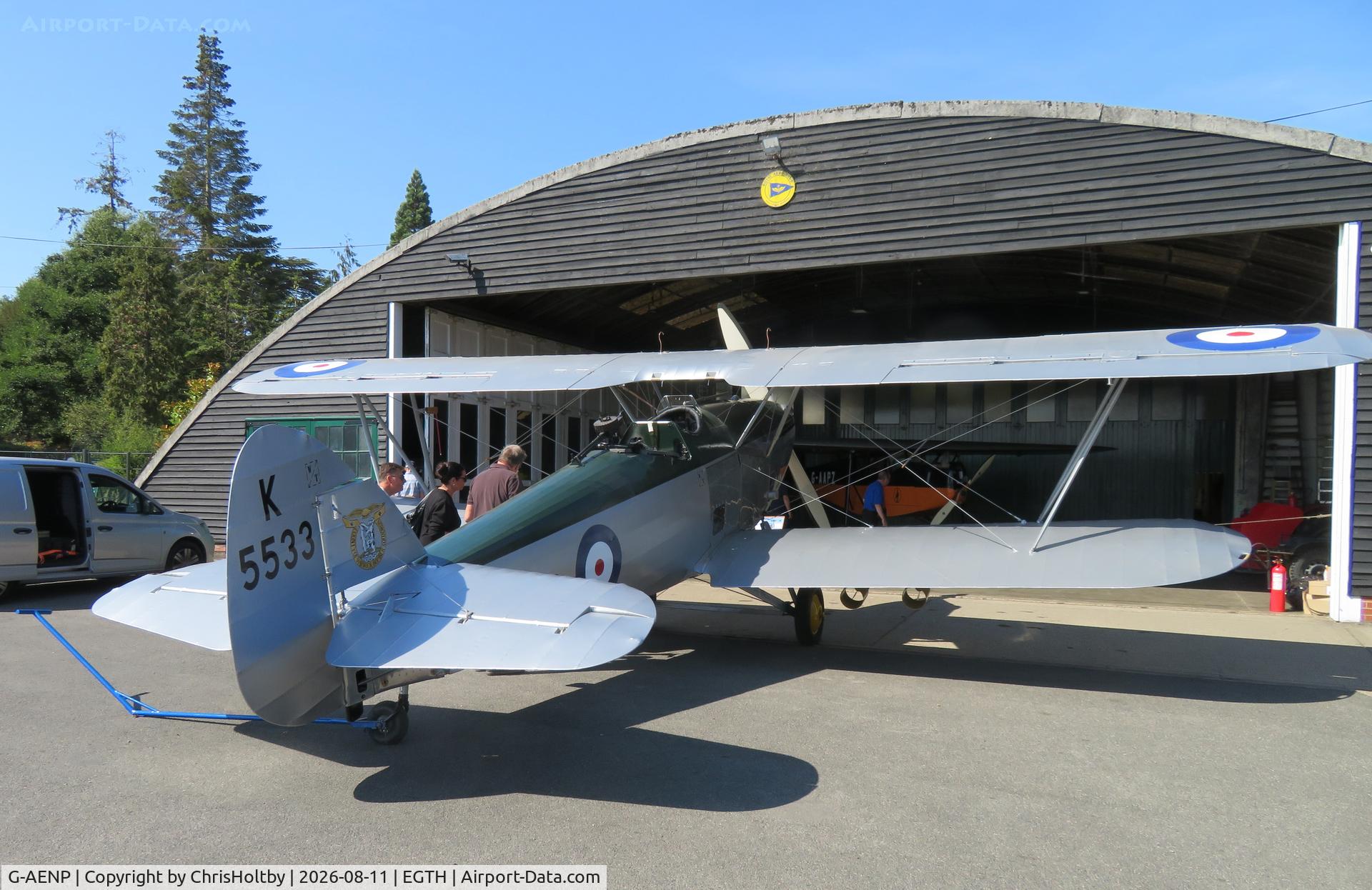 Aircraft G-AENP, 1935 Hawker Hind, c/n 41H/81902, Now restored to its original RAF 1936 livery at Old Warden, at EGTH, photo by ChrisHoltby
