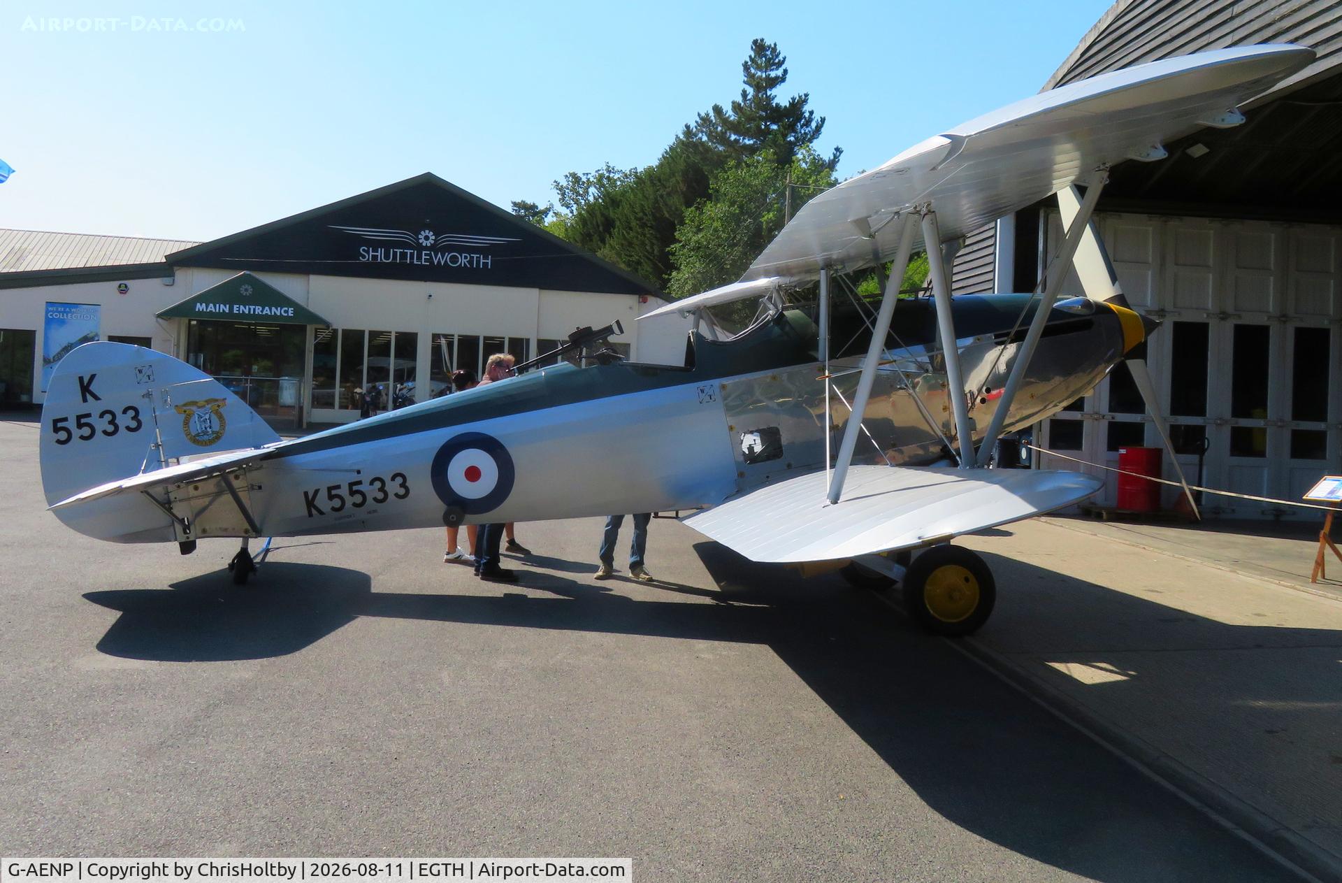 Aircraft G-AENP, 1935 Hawker Hind, c/n 41H/81902, Restored to its RAF livery from 1936 at Old Warden., at EGTH, photo by ChrisHoltby