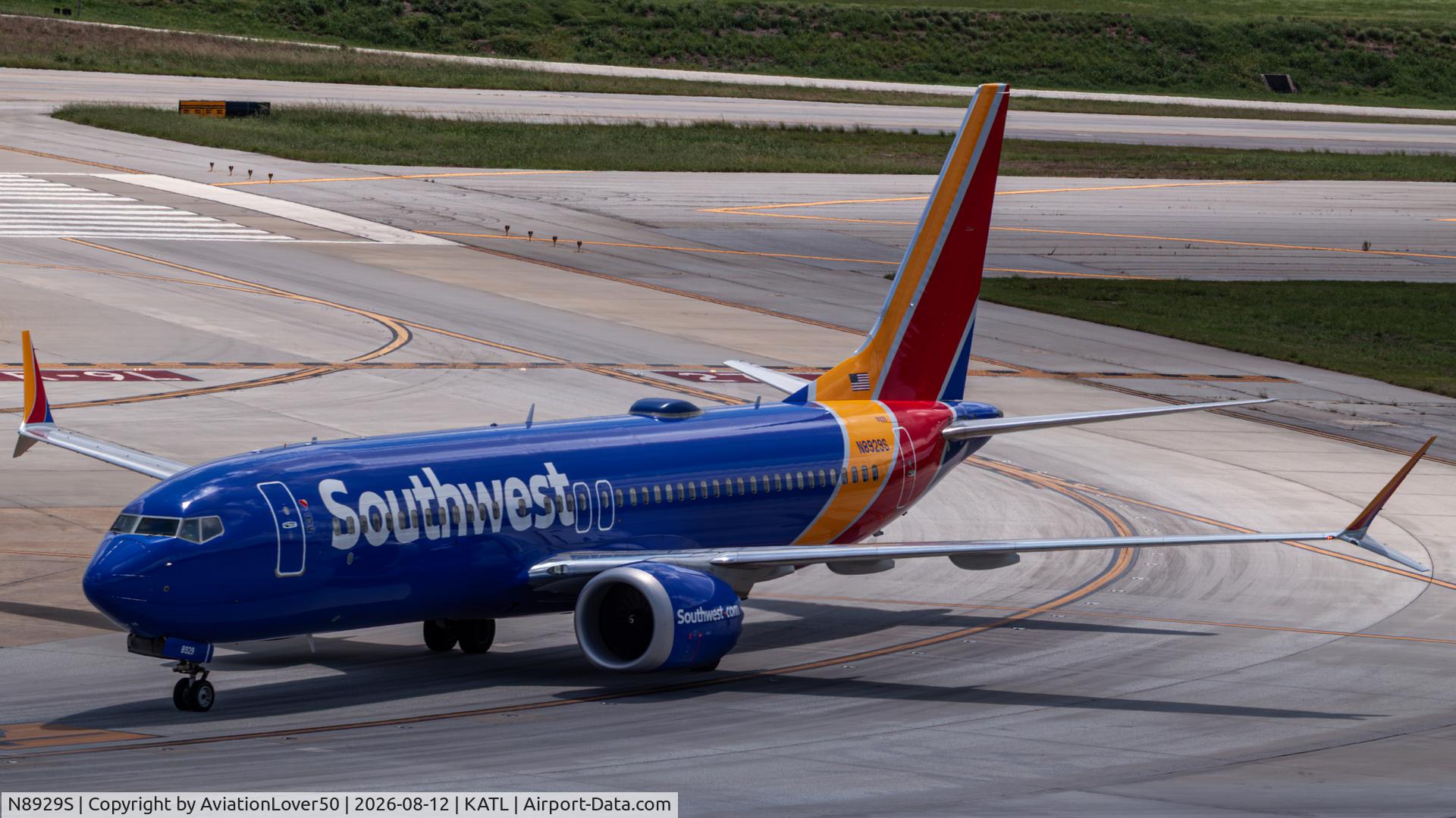 Aircraft N8929S, 2024 Boeing 737-8 MAX, c/n 42578 l/n 8960, Southwest MAX 8, at KATL, photo by AviationLover50