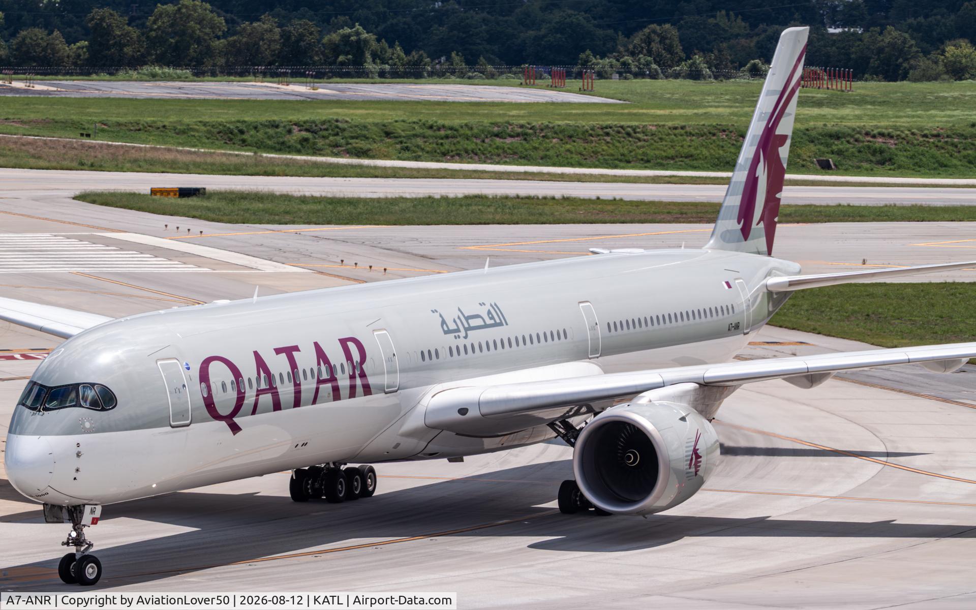 Aircraft A7-ANR, 2020 Airbus A350-1041, c/n 0399, Qatar A35K, at KATL, photo by AviationLover50