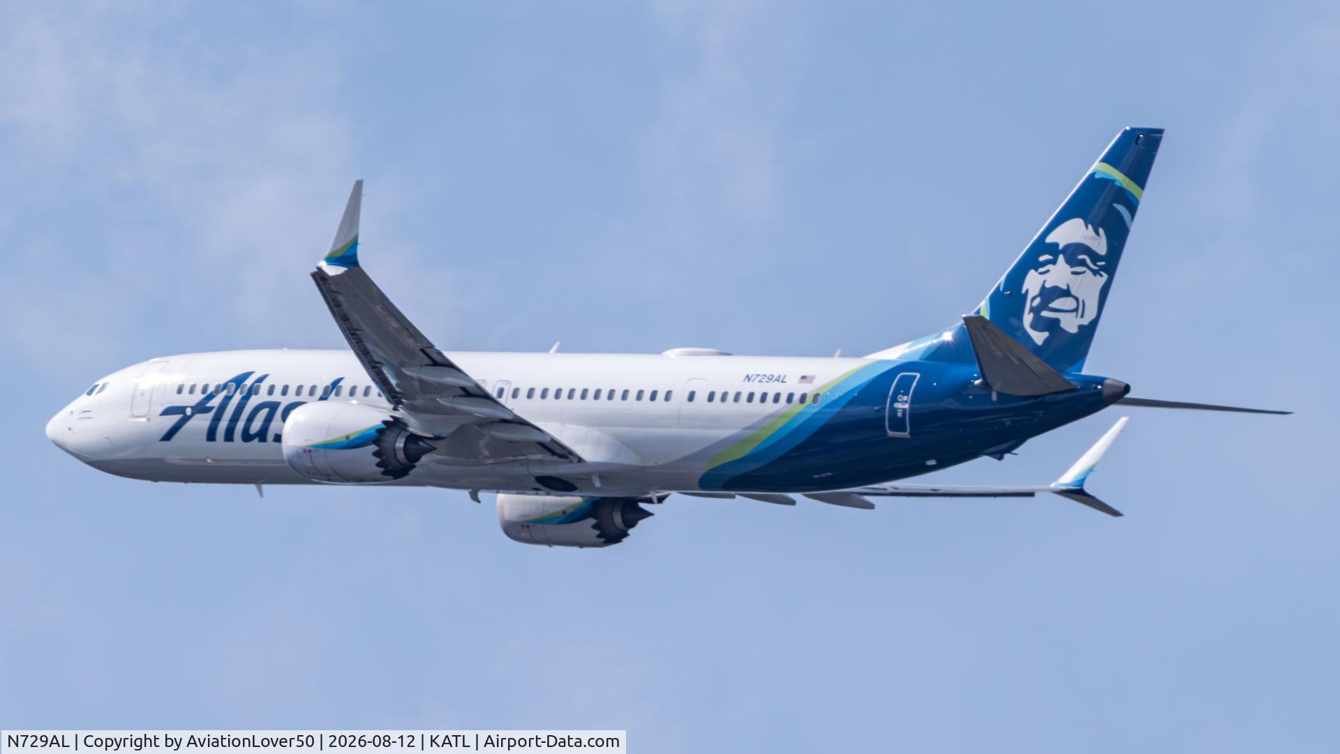 Aircraft N729AL, 2025 Boeing 737-9 MAX, c/n 67432 l/n 9088, Alaska MAX 9, at KATL, photo by AviationLover50