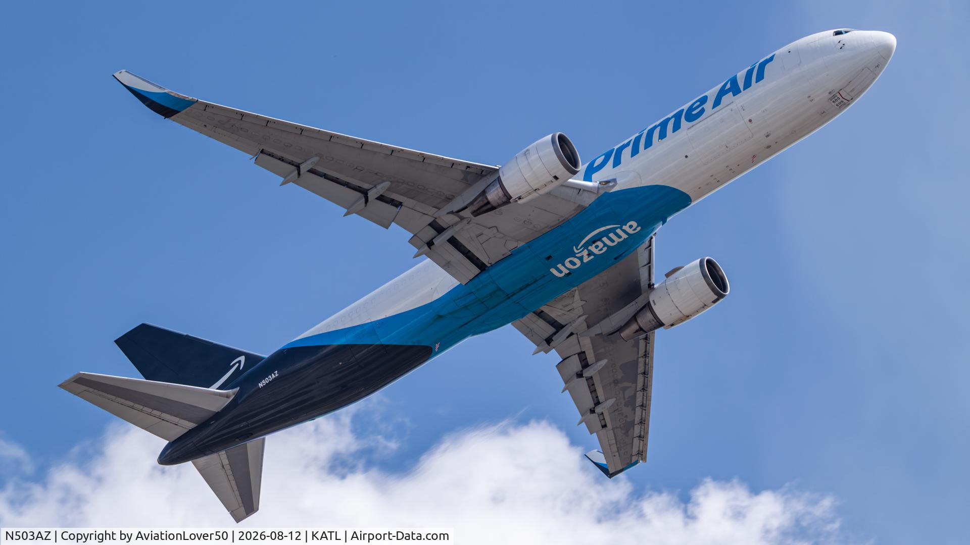 Aircraft N503AZ, 1991 Boeing 767-338/ER, c/n 25274 l/n 396, Amazon 763F, at KATL, photo by AviationLover50