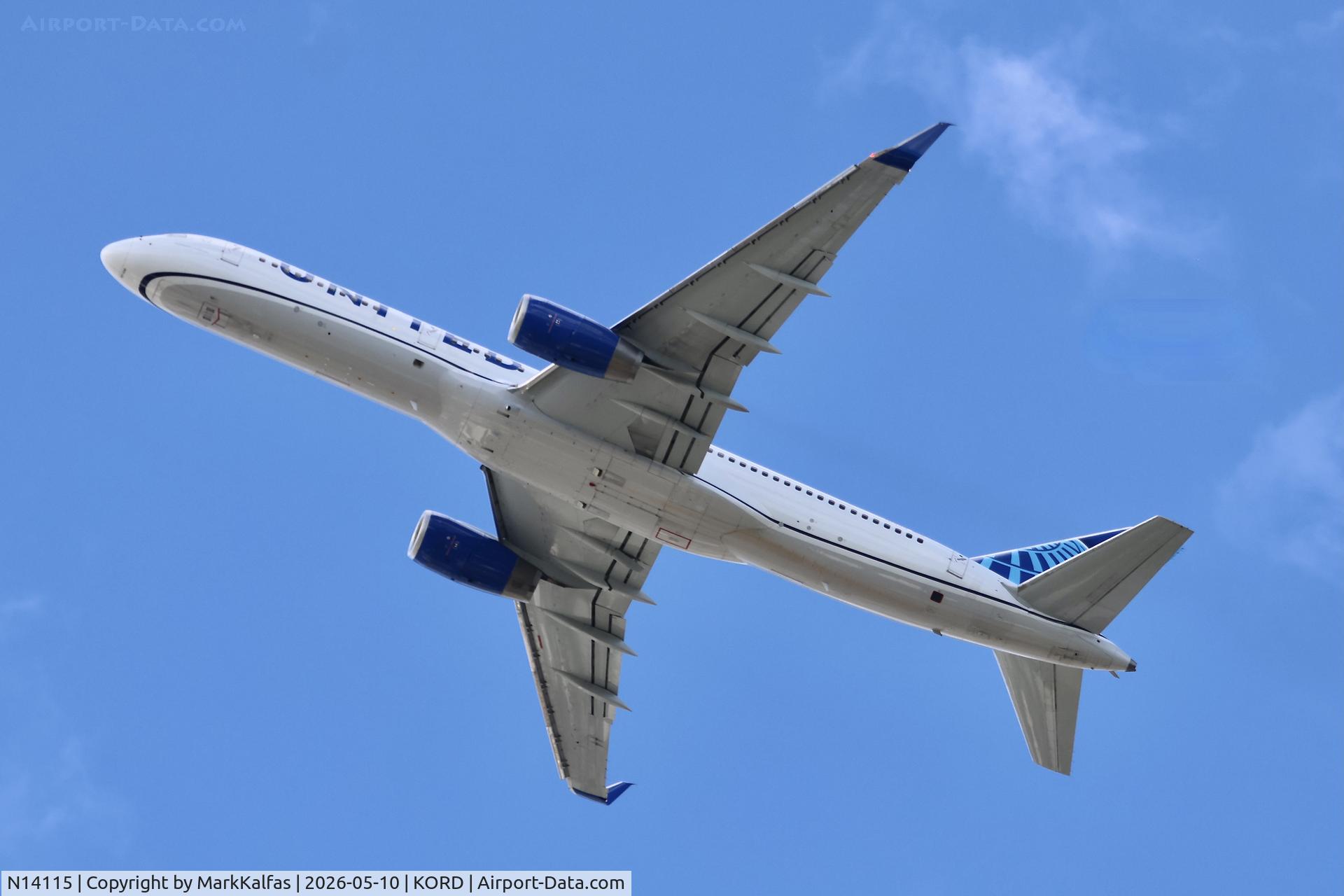 Aircraft N14115, 1995 Boeing 757-224, c/n 27557 l/n 686, B752 United Boeing 757-224 N14115 departing 28R KORD, at KORD, photo by MarkKalfas