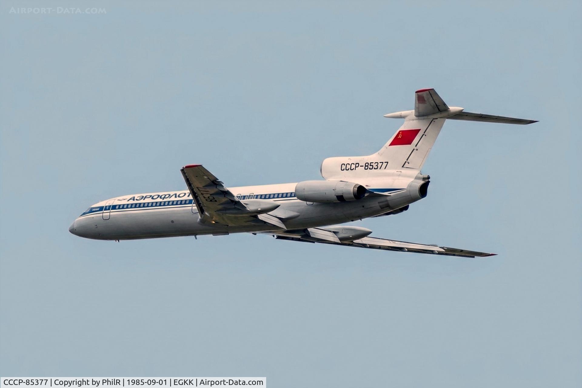 Aircraft CCCP-85377, 1979 Tupolev Tu-154B-2, c/n 79A377, CCCP-85377 1979 Tu-154B Aeroflot LGW, at EGKK, photo by PhilR