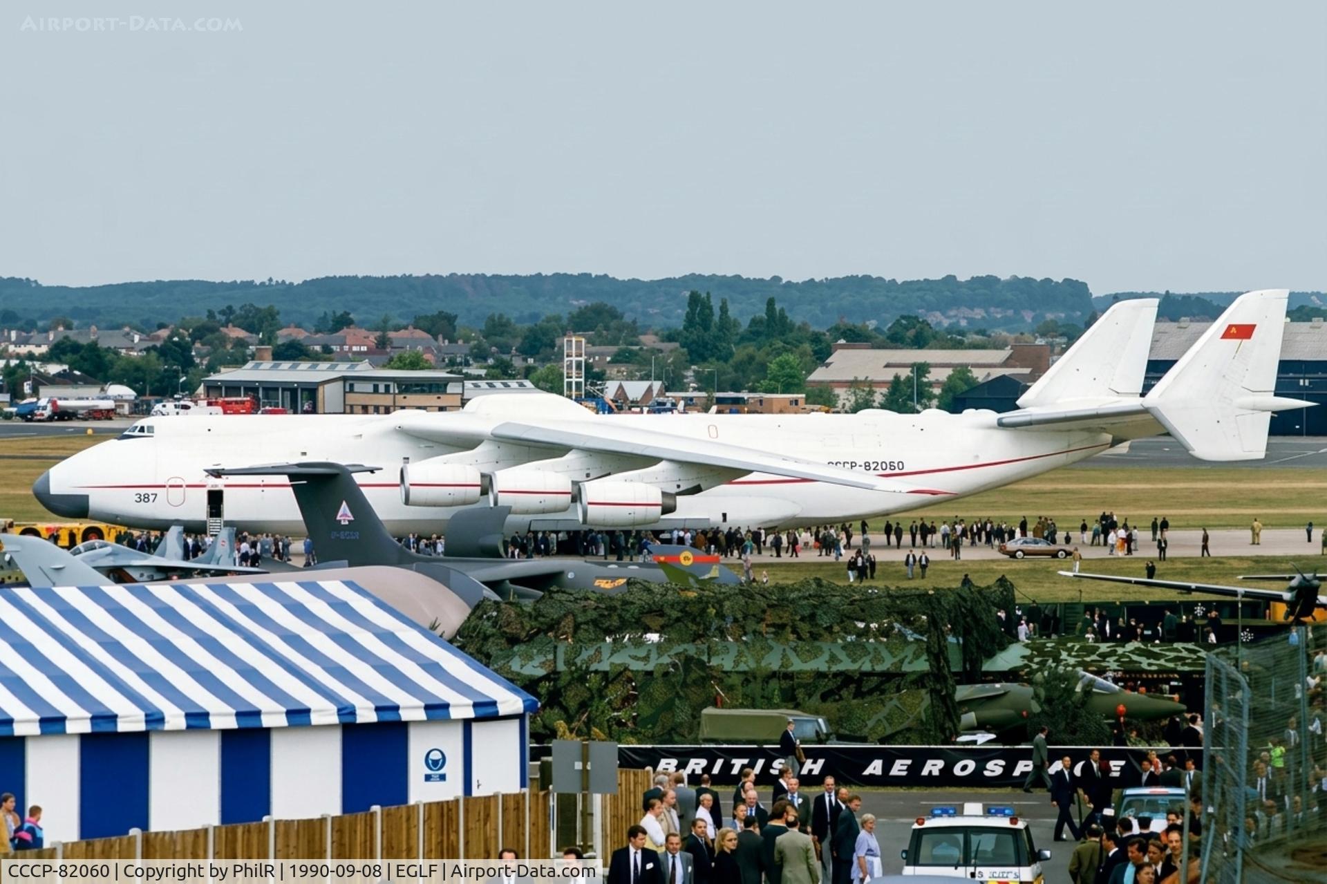 Aircraft CCCP-82060, 1988 Antonov An-225 Mriya, c/n 19530503763, CCCP-82060 1988 An-225 Aeroflot SBAC, at EGLF, photo by PhilR