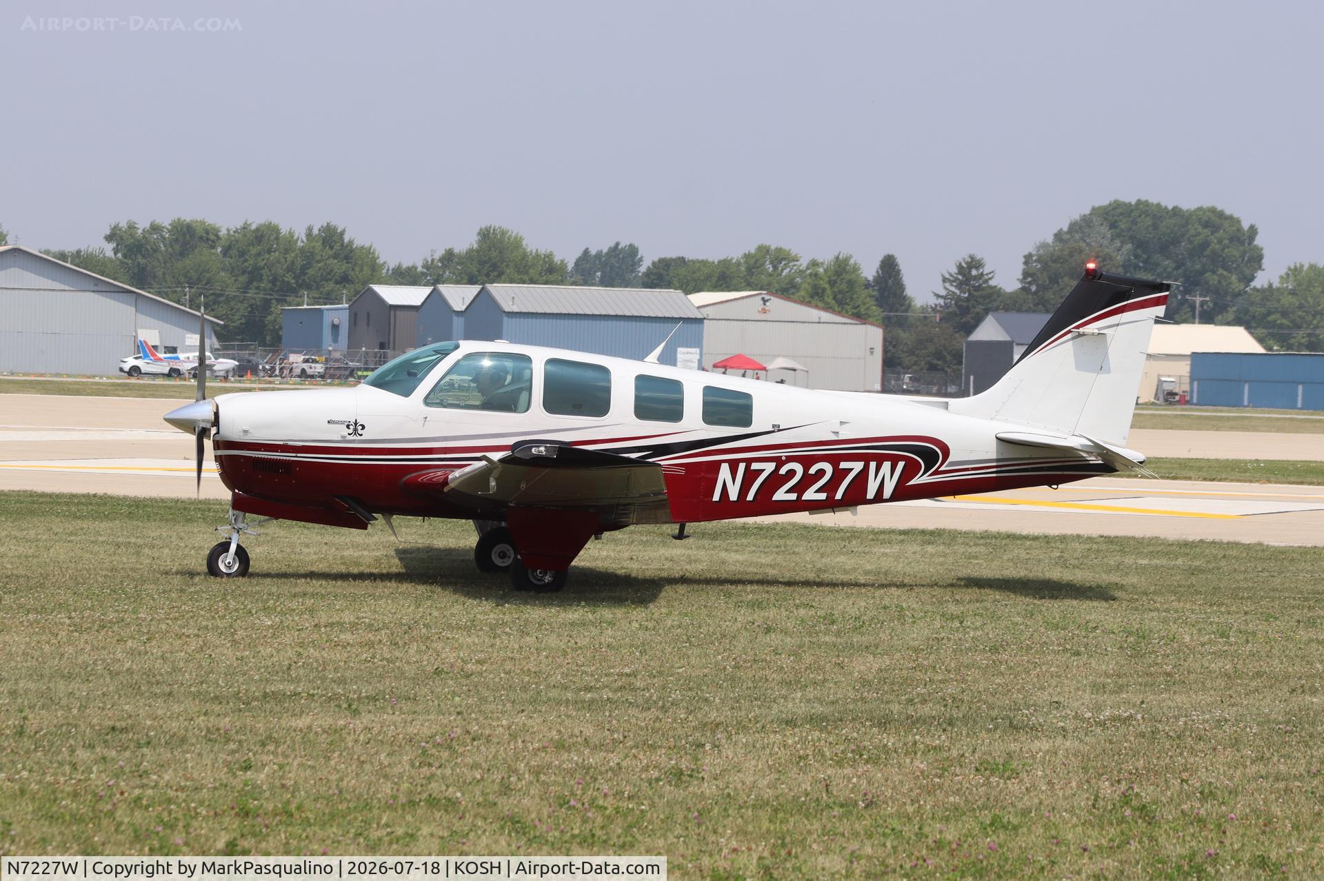 Aircraft N7227W, 1985 Beech A36 Bonanza 36, c/n E-2232, Beech a36, at KOSH, photo by MarkPasqualino
