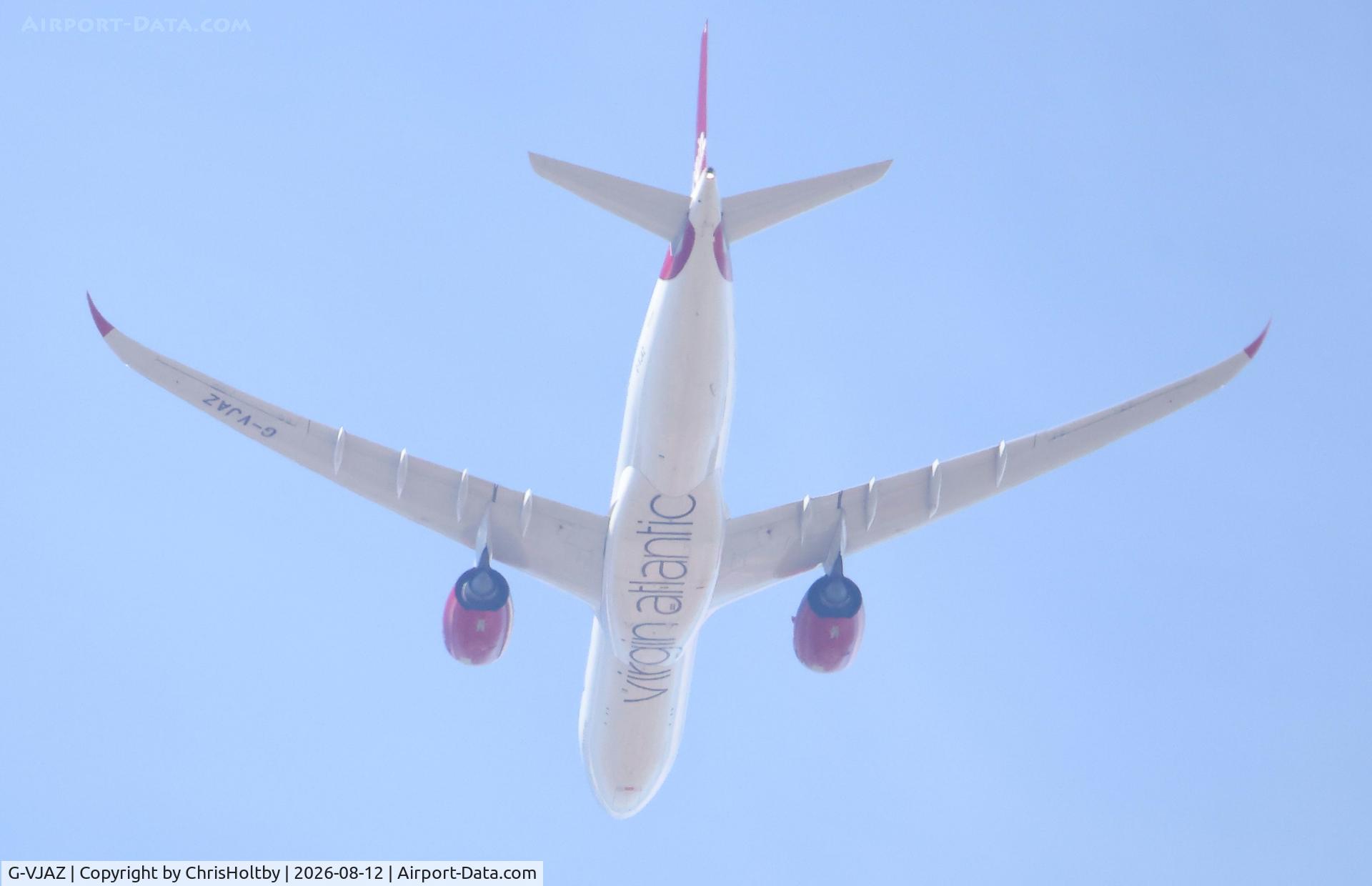 Aircraft G-VJAZ, 2022 Airbus A330-941, c/n 2018, Over Potters Bar, Herts, photo by ChrisHoltby