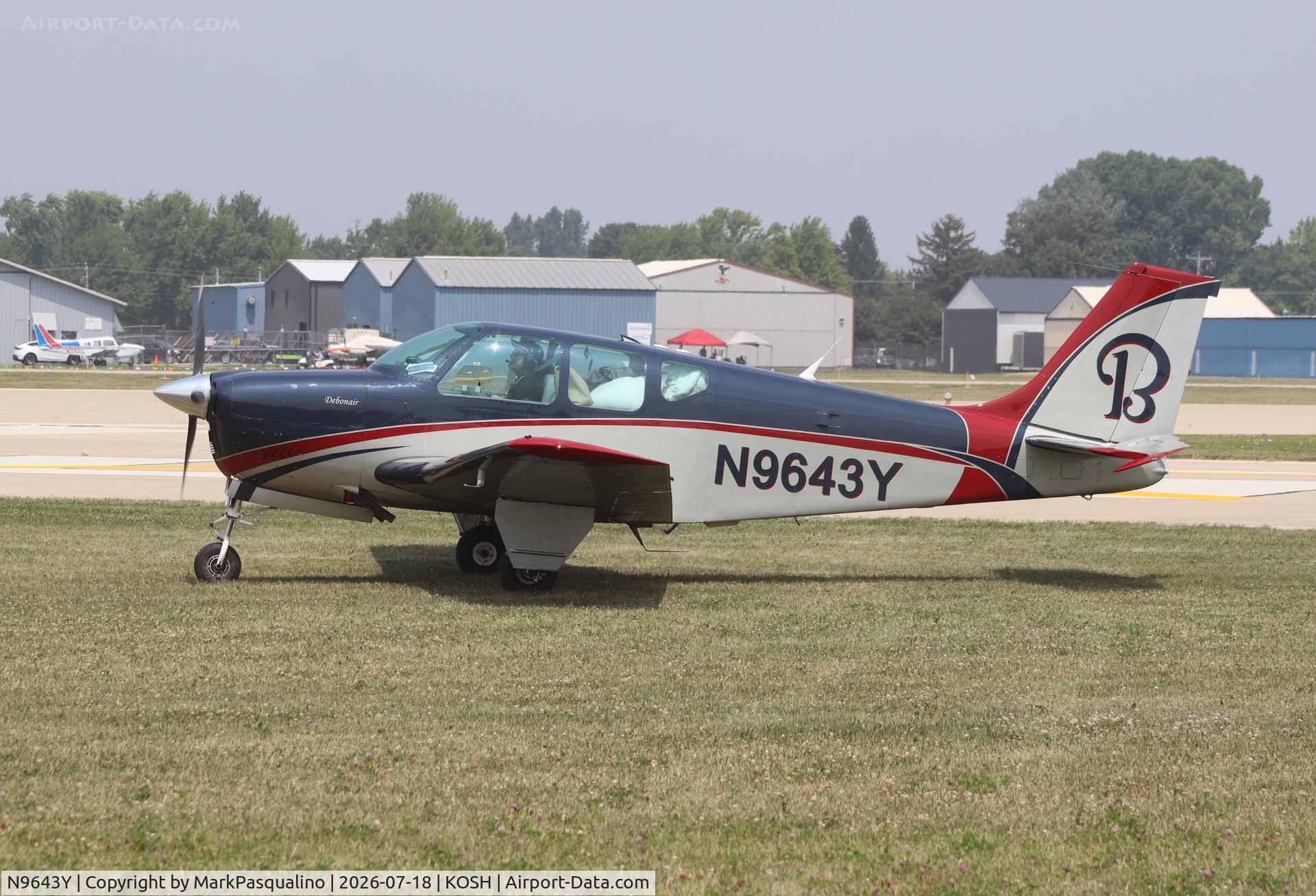 Aircraft N9643Y, 1962 Beech 35-B33 Debonair, c/n CD-587, Beech B33, at KOSH, photo by MarkPasqualino