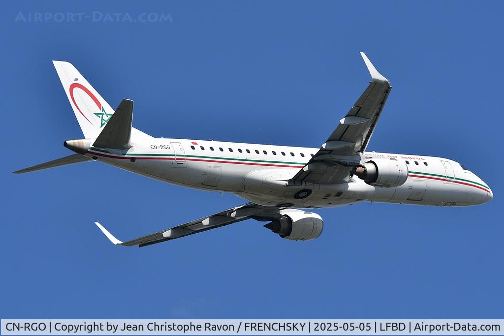 Aircraft CN-RGO, 2014 Embraer 190AR (ERJ-190-100IGW), c/n 19000680, Royal Air Maroc, at LFBD, photo by Jean Christophe Ravon / FRENCHSKY