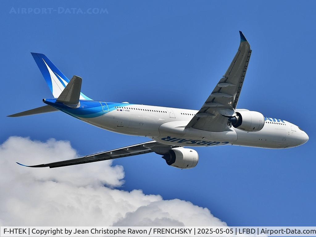 Aircraft F-HTEK, 2024 Airbus A330-941N, c/n 2075, Corsair SS / CRL take off runway 05, at LFBD, photo by Jean Christophe Ravon / FRENCHSKY