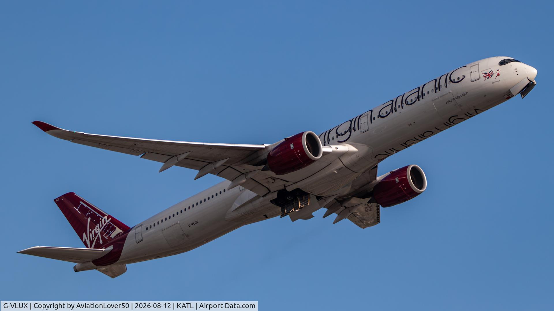 Aircraft G-VLUX, 2019 Airbus A350-1041, c/n 274, Virgin Atlantic A35K, at KATL, photo by AviationLover50