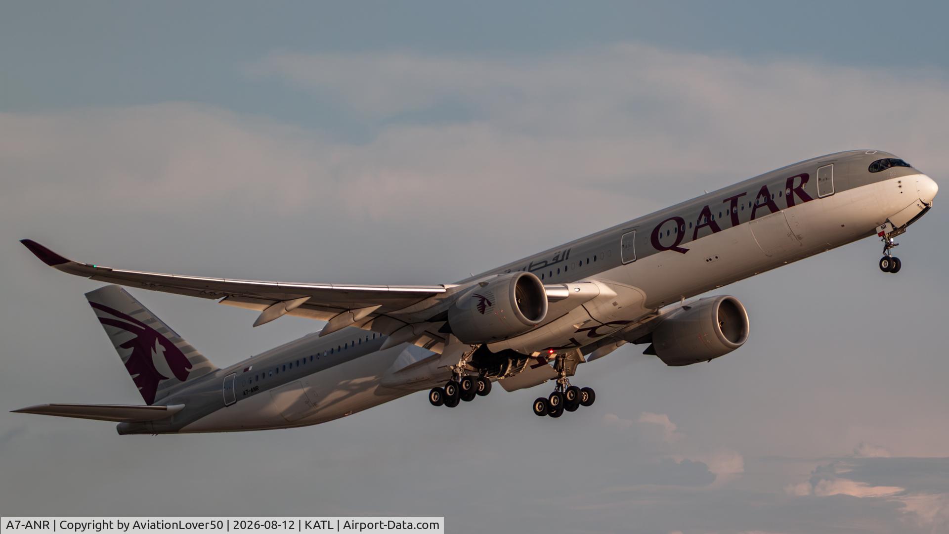 Aircraft A7-ANR, 2020 Airbus A350-1041, c/n 0399, Qatar A35K, at KATL, photo by AviationLover50