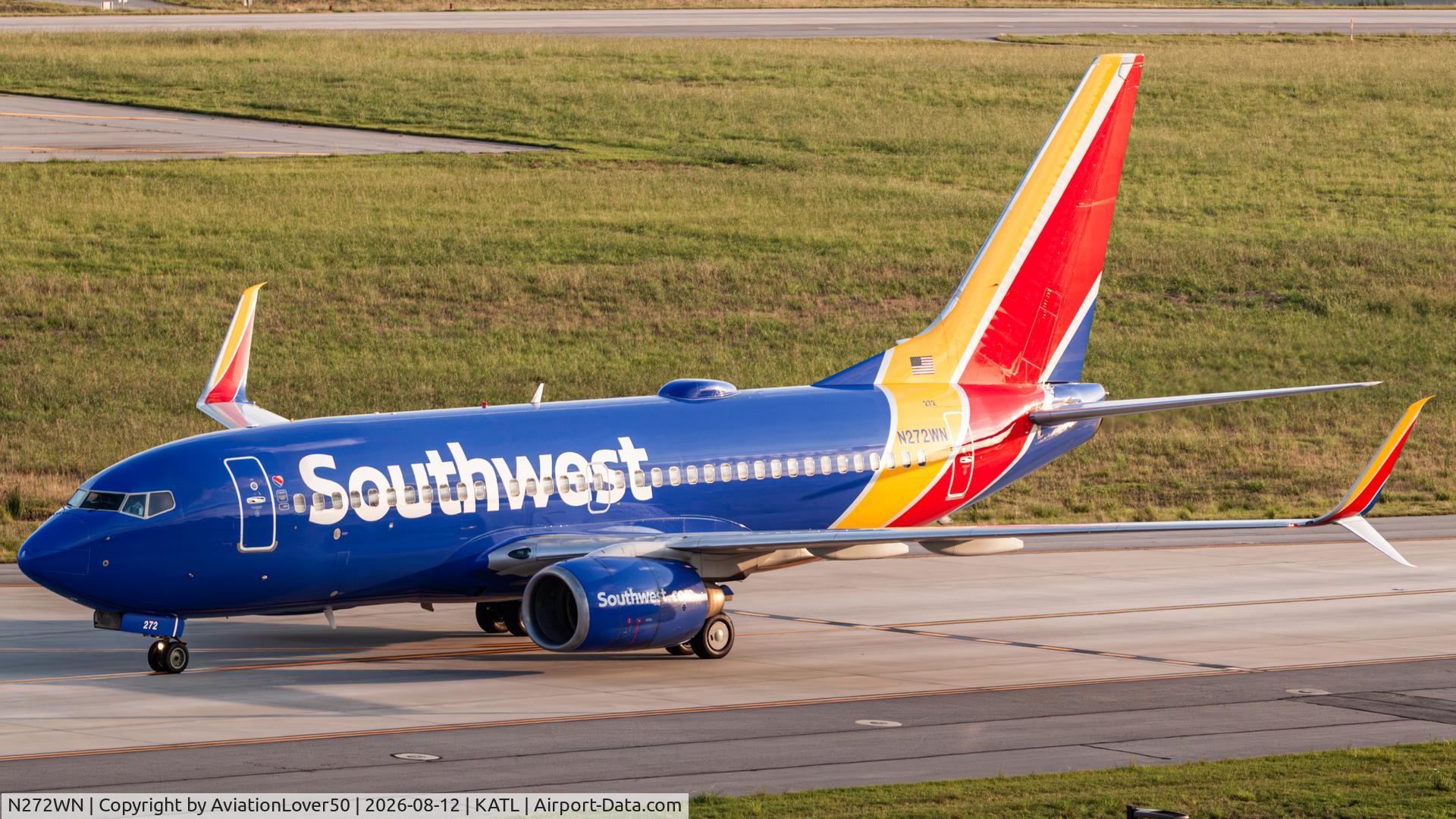 Aircraft N272WN, 2007 Boeing 737-7H4, c/n 32527, Southwest 737, at KATL, photo by AviationLover50