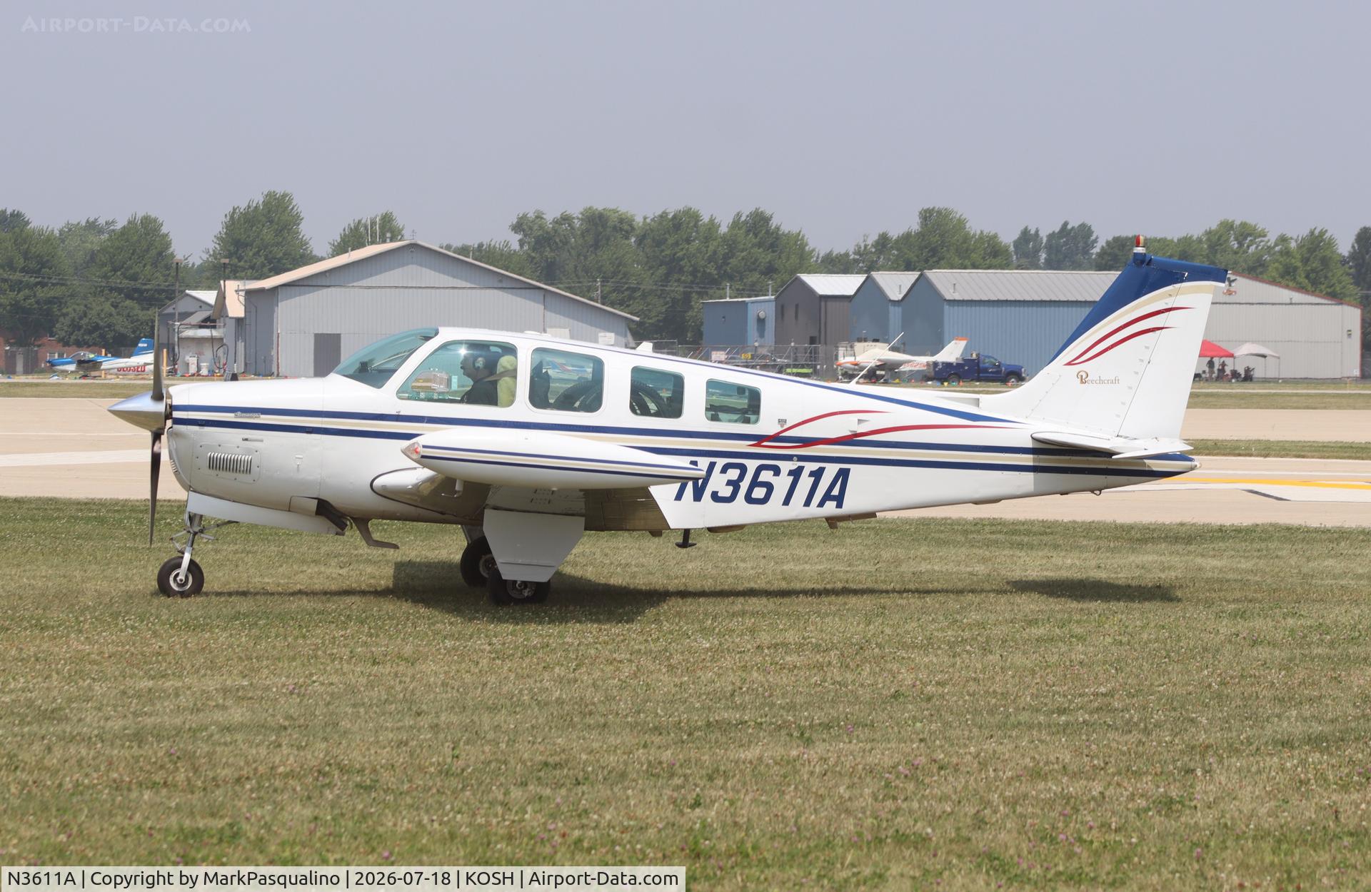 Aircraft N3611A, 1979 Beech A36 Bonanza 36, c/n E-1472, Beech A36, at KOSH, photo by MarkPasqualino