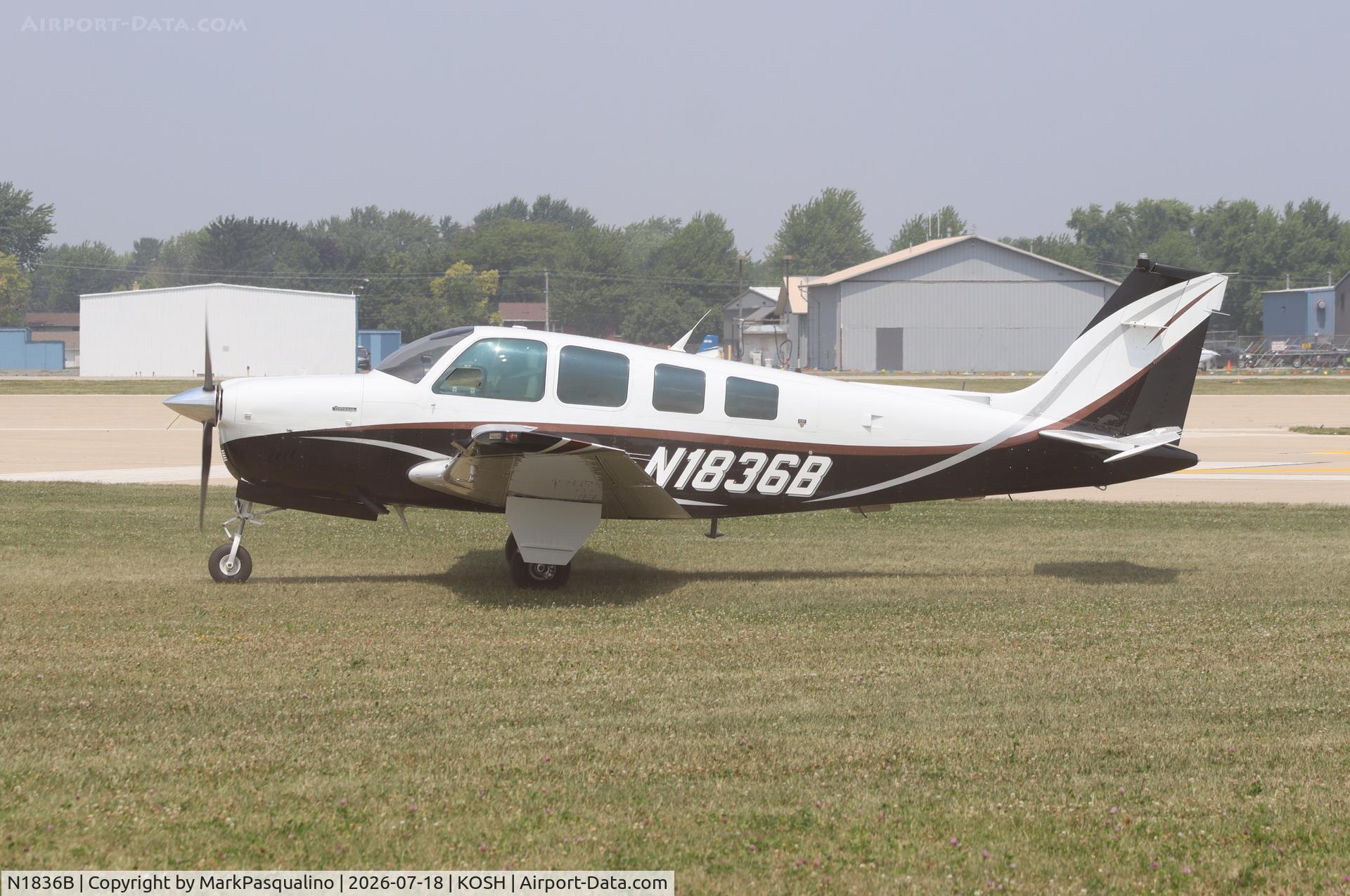 Aircraft N1836B, 1985 Beech A36 Bonanza 36, c/n E-2270, Beech A36, at KOSH, photo by MarkPasqualino