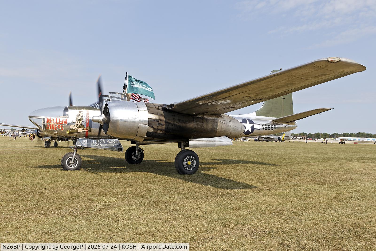 Aircraft N26BP, 1944 Douglas A-26B Invader Invader, c/n 7072, Airventure 2026., at KOSH, photo by GeorgeP