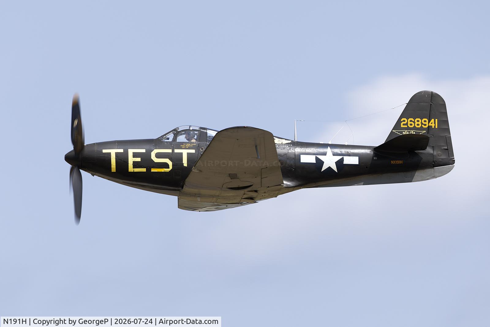 Aircraft N191H, 1944 Bell P-63A-6-BE Kingcobra, c/n 33-11, Airventure 2026., photo by GeorgeP