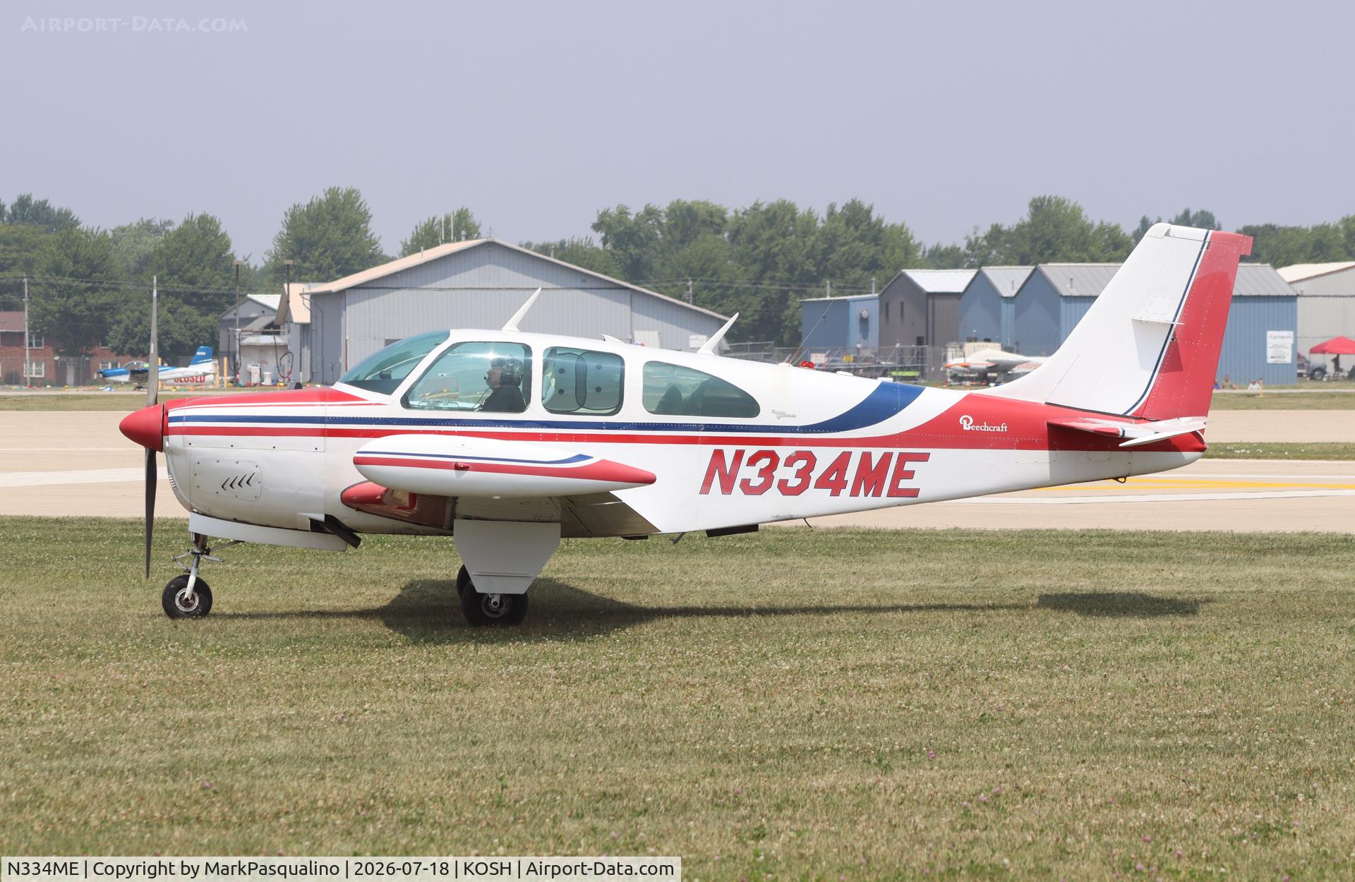 Aircraft N334ME, 1963 Beech 35-B33 Debonair, c/n CD-625, Beech B33, at KOSH, photo by MarkPasqualino