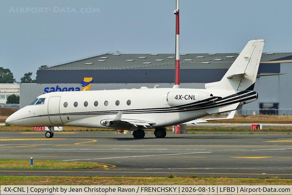 Aircraft 4X-CNL, 2002 Israel Aircraft Industries G200, c/n 065, Private jet Gulfstream G200, at LFBD, photo by Jean Christophe Ravon / FRENCHSKY