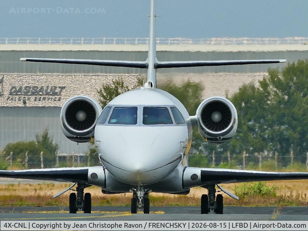 Aircraft 4X-CNL, 2002 Israel Aircraft Industries G200, c/n 065, Private jet Gulfstream G200, at LFBD, photo by Jean Christophe Ravon / FRENCHSKY