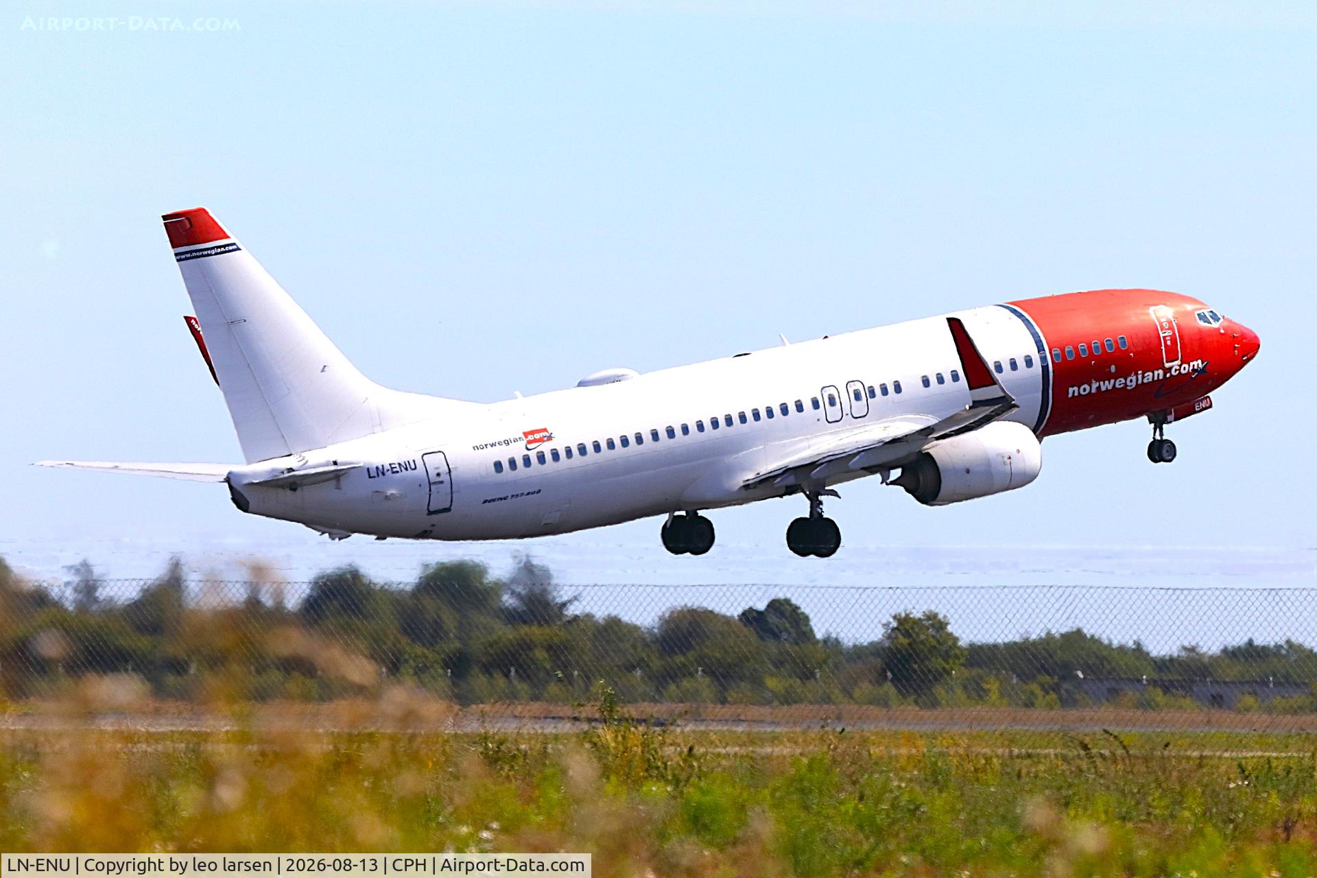 Aircraft LN-ENU, 2015 Boeing 737-8JP, c/n 42069, Copenhagen 13.8.2026, at CPH, photo by leo larsen