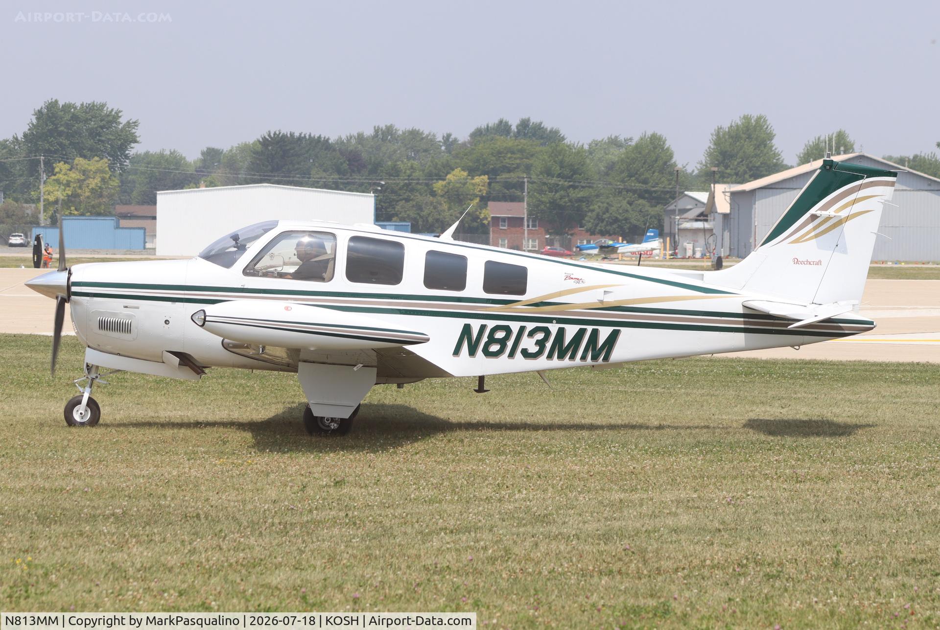 Aircraft N813MM, 2000 Raytheon Aircraft Company A36 Bonanza, c/n E-3342, Beech A36, at KOSH, photo by MarkPasqualino