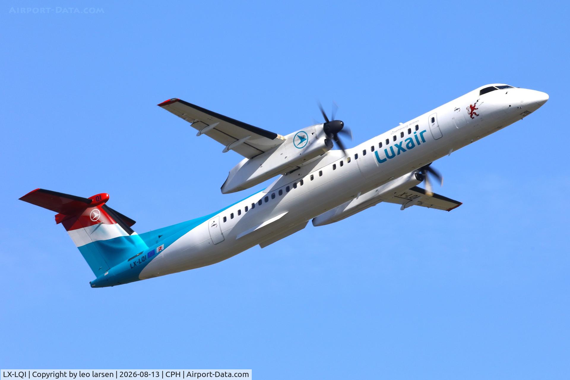 Aircraft LX-LQI, 2016 Bombardier DHC-8-402Q Dash 8 Dash 8, c/n 4534, Copenhagen 13.8.2026, at CPH, photo by leo larsen