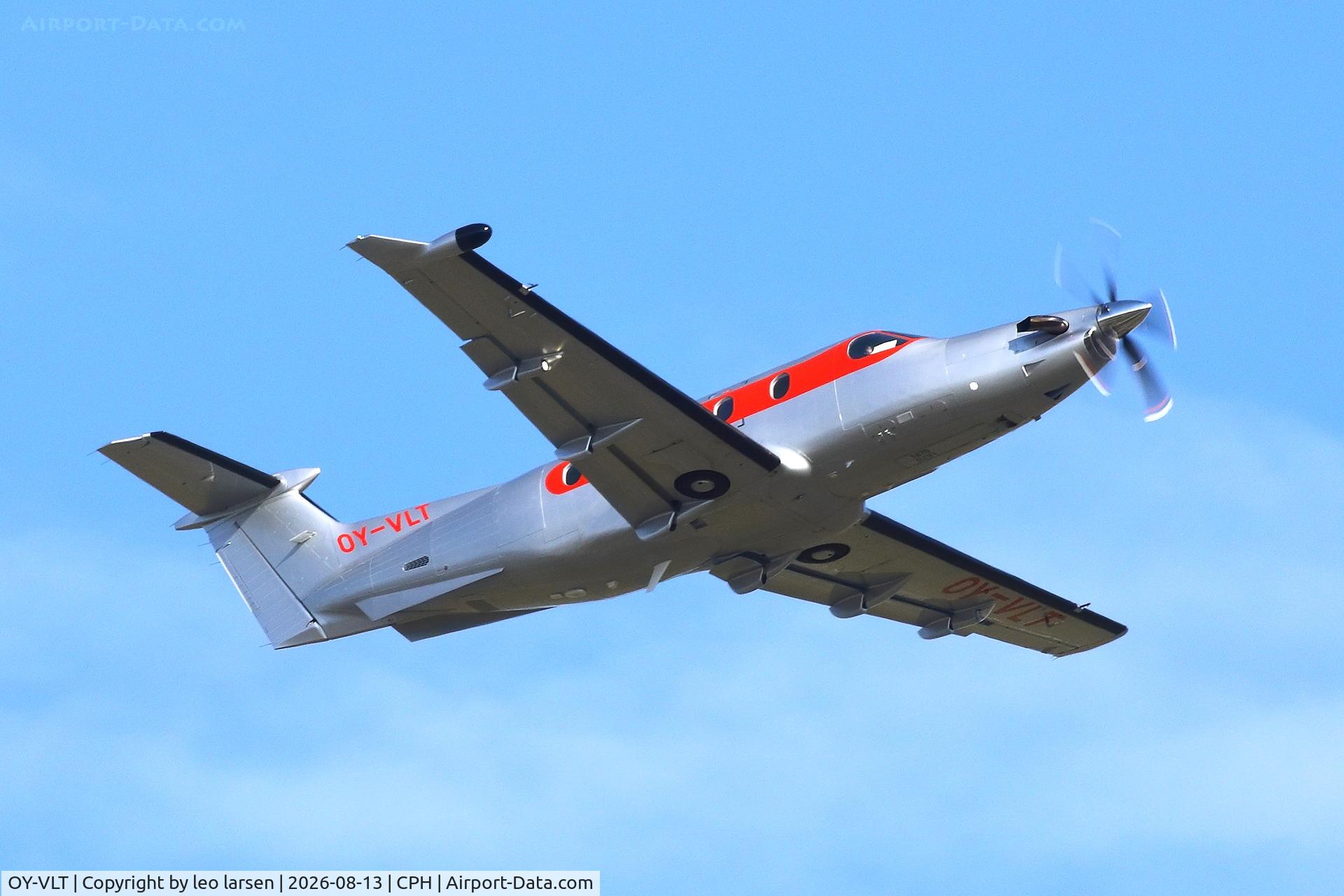 Aircraft OY-VLT, 2019 Pilatus PC-12/47E, c/n 1870, Copenhagen 13.8.2026, at CPH, photo by leo larsen