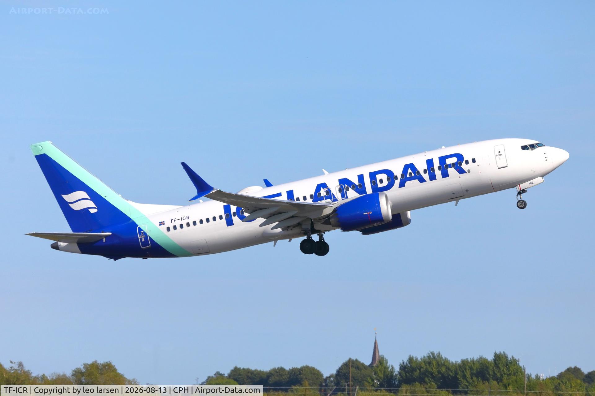 Aircraft TF-ICR, 2021 Boeing 737-8 MAX, c/n 44362, Copenhagen 13.8.2026, at CPH, photo by leo larsen