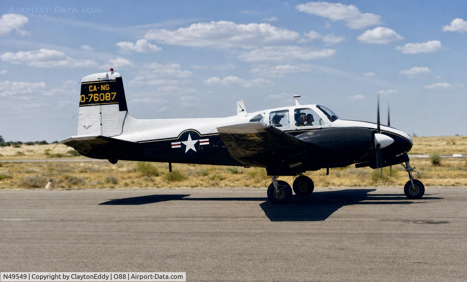 Aircraft N49549, 1957 Beech U-8D Seminole, c/n LH-148, Old Rio Vista airport in California 1980's, at O88, photo by ClaytonEddy