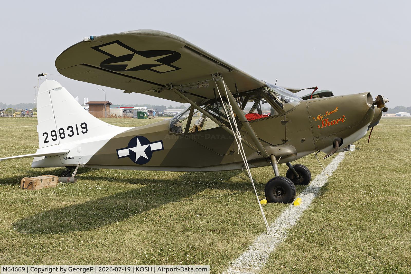 Aircraft N64669, Stinson L-5 Sentinel, c/n 76560, Airventure 2026., at KOSH, photo by GeorgeP