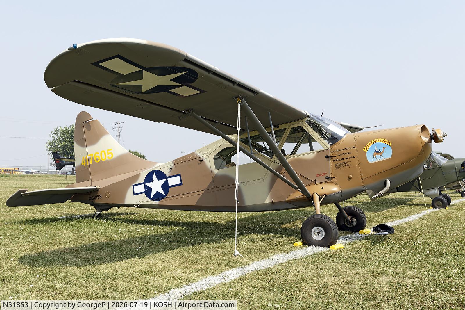 Aircraft N31853, 1945 Stinson L-5E Sentinel, c/n 44-17605, Airventure 2026., at KOSH, photo by GeorgeP