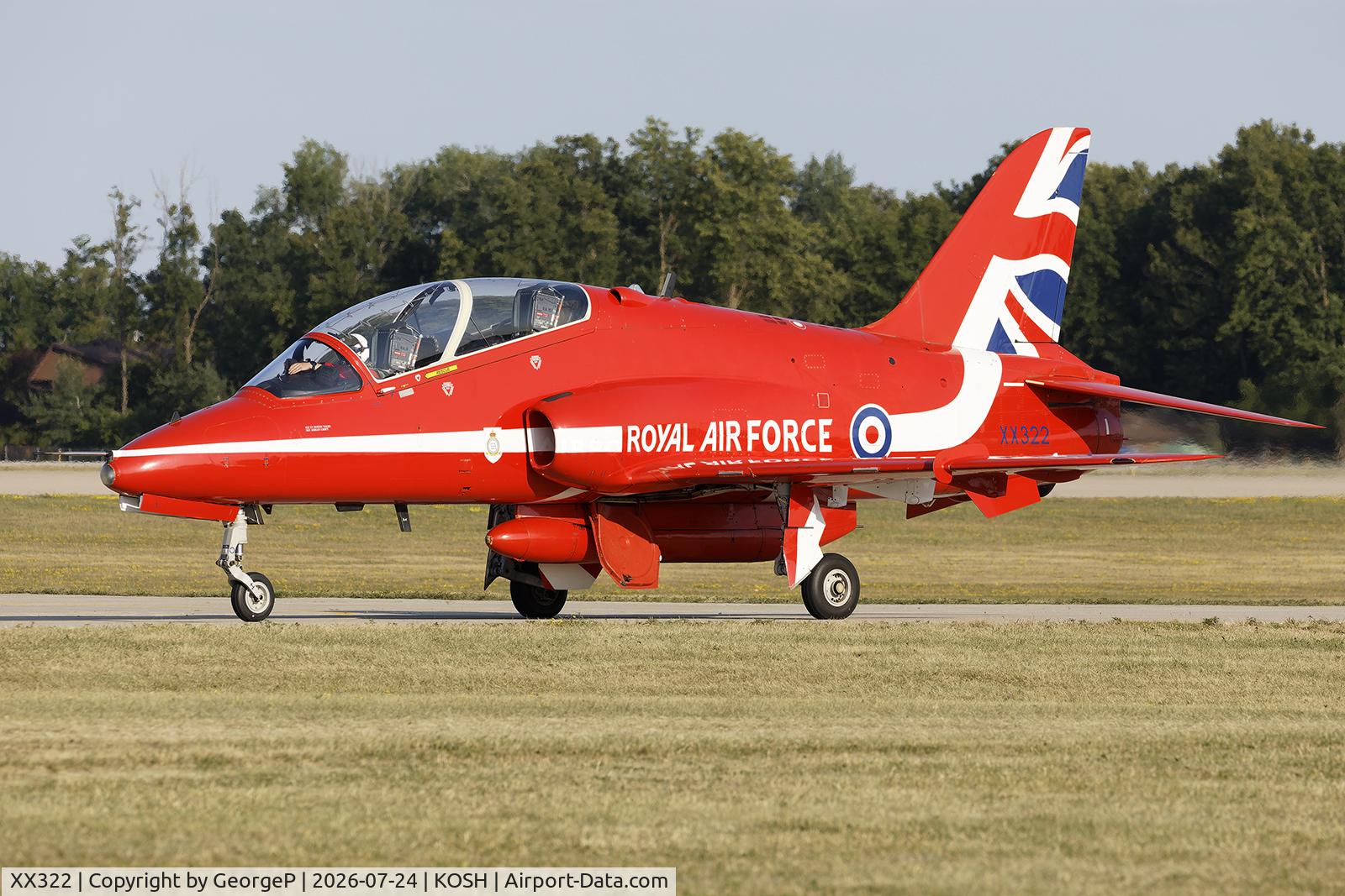 Aircraft XX322, 1980 Hawker Siddeley Hawk T.1A, c/n 165/312147, Airventure 2026., at KOSH, photo by GeorgeP