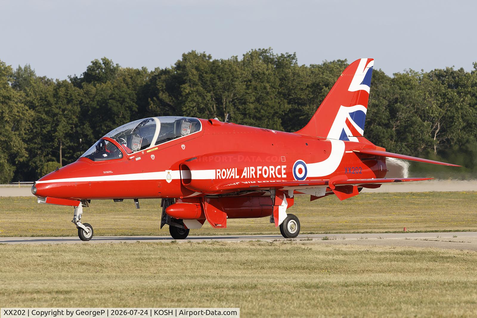 Aircraft XX202, 1978 Hawker Siddeley Hawk T.1A, c/n 049/312049, Airventure 2026., at KOSH, photo by GeorgeP