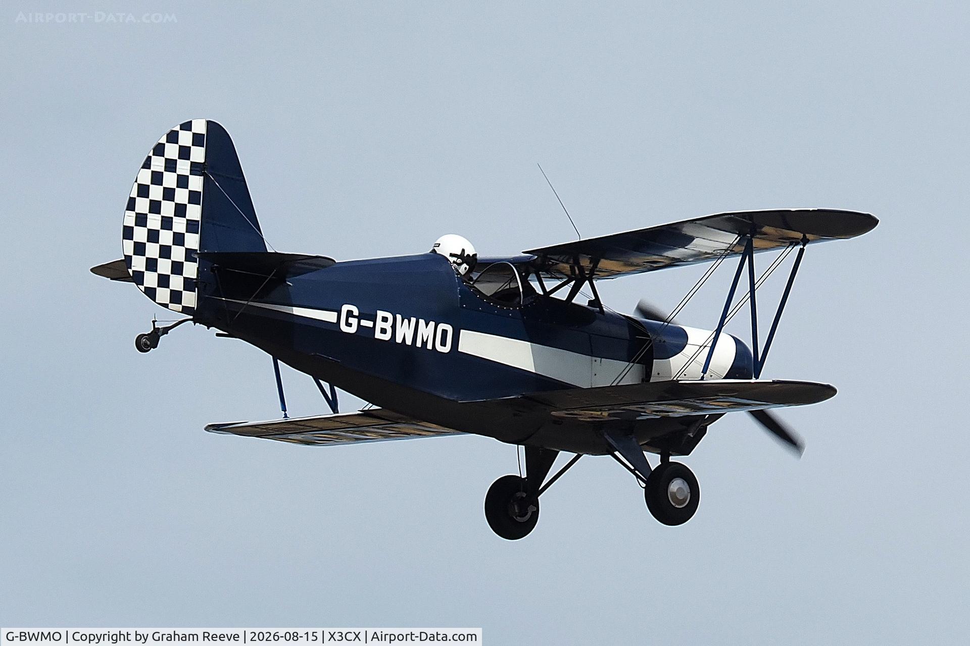Aircraft G-BWMO, 1977 Oldfield Baby Great Lakes, c/n JAL.3, Landing at Northrepps., at X3CX, photo by Graham Reeve