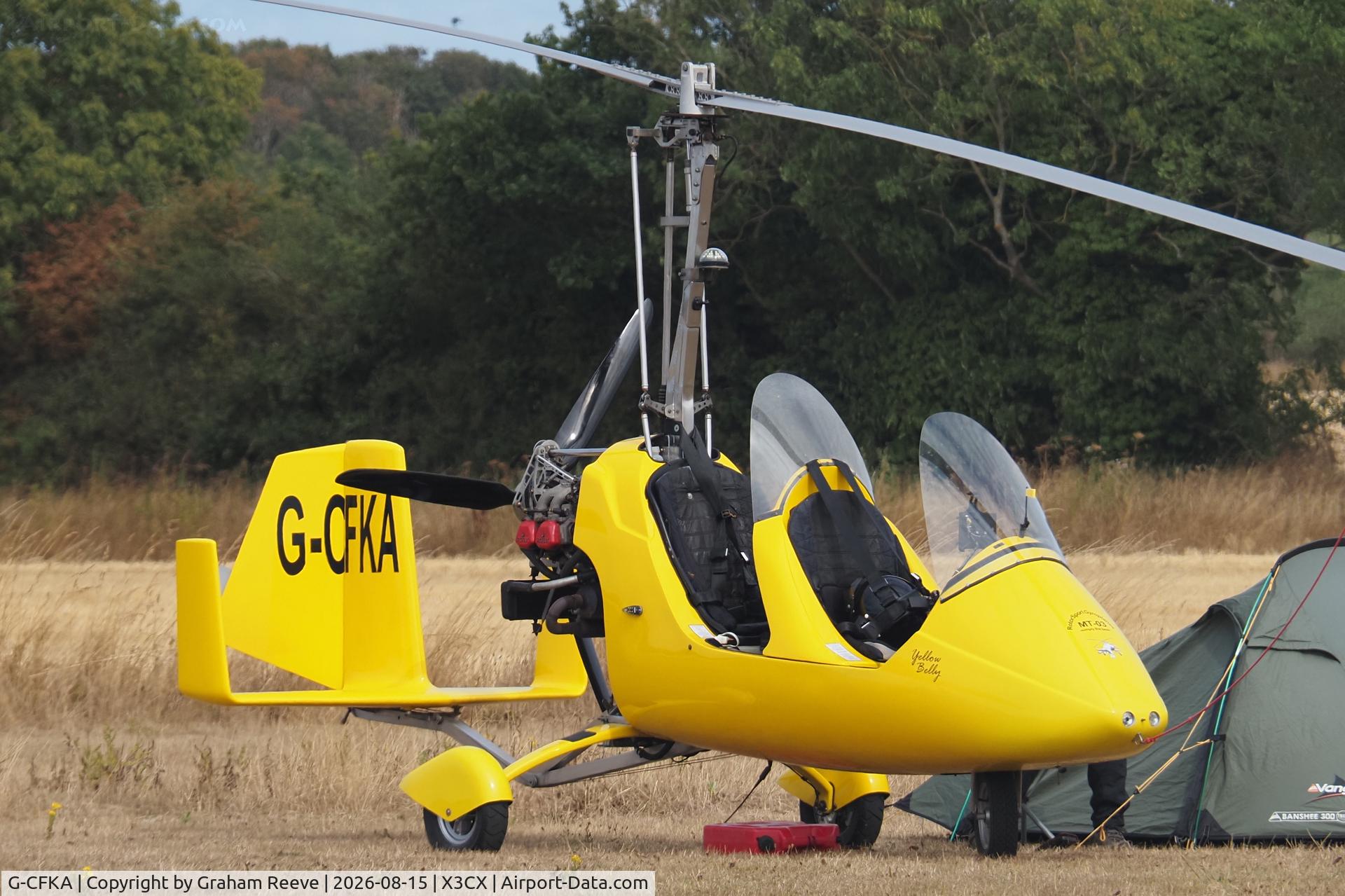 Aircraft G-CFKA, 2008 Rotorsport UK MT-03, c/n RSUK/MT-03/051, Parked at Northrepps., at X3CX, photo by Graham Reeve