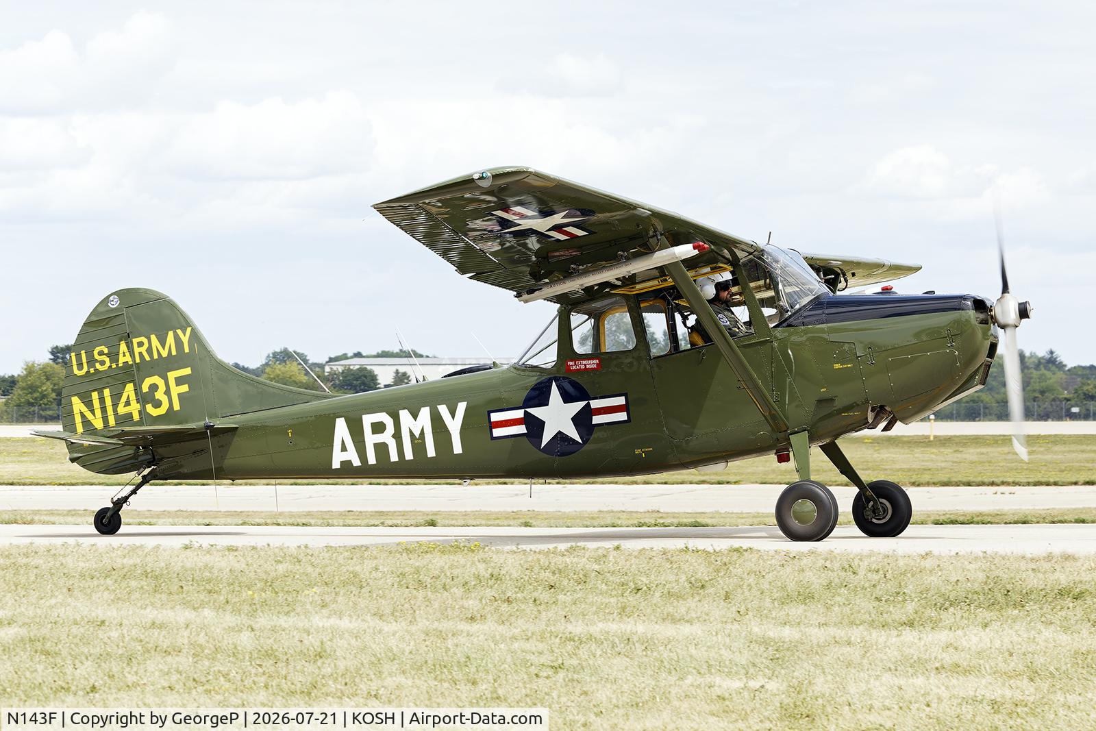 Aircraft N143F, 1953 Cessna L-19E Bird Dog Bird Dog, c/n 23488, Airventure 2026., at KOSH, photo by GeorgeP