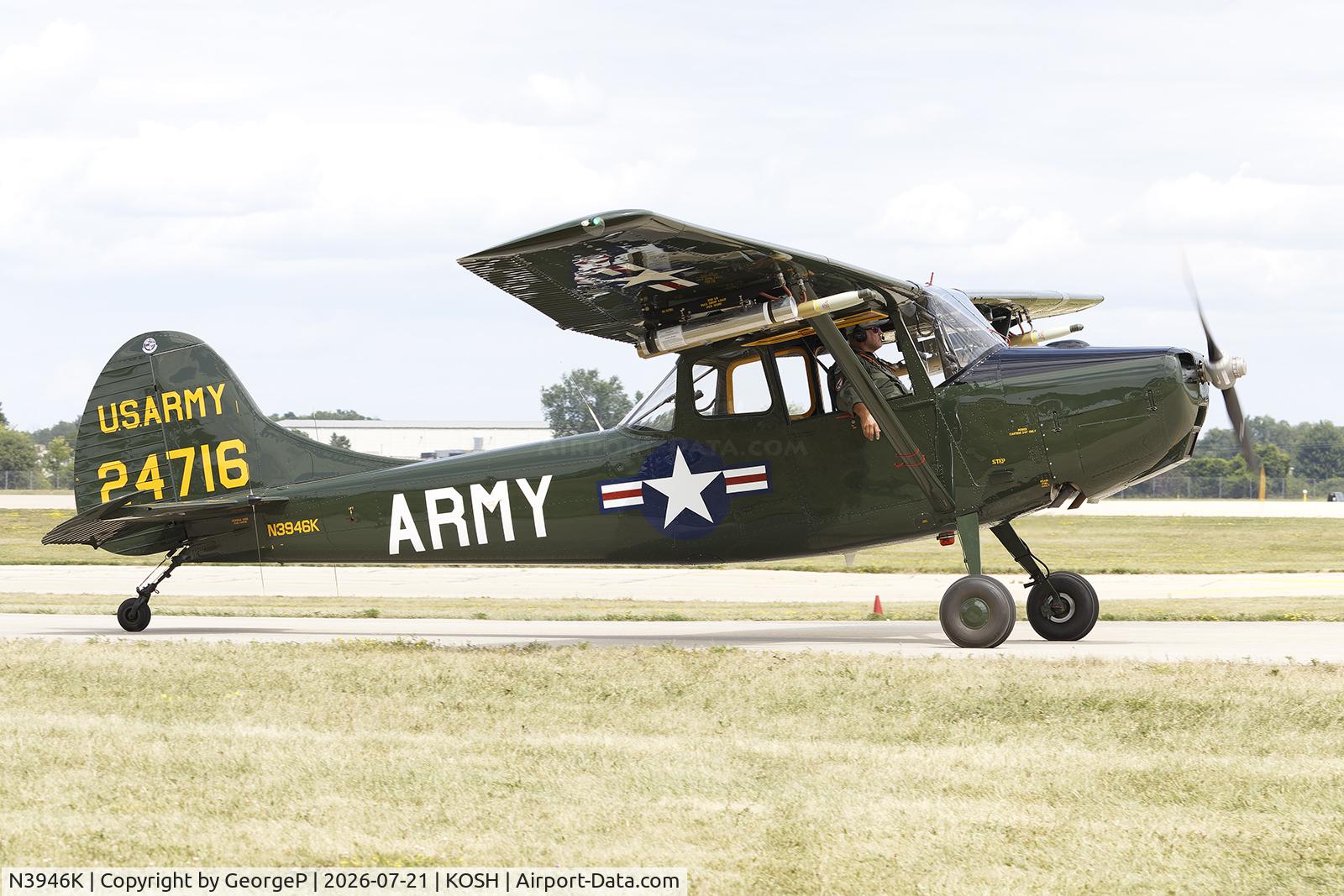 Aircraft N3946K, Cessna L-19E Bird Dog, c/n 24716, Airventure 2026., at KOSH, photo by GeorgeP