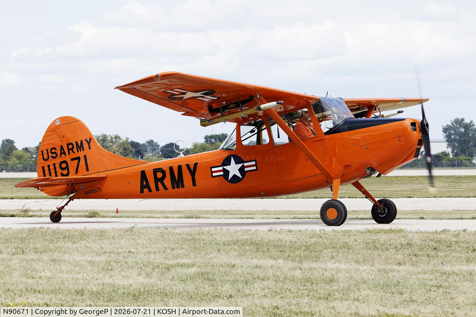 Aircraft N90671, 1951 Cessna O-1A Bird Dog, c/n 22285, Airventure 2026., at KOSH, photo by GeorgeP