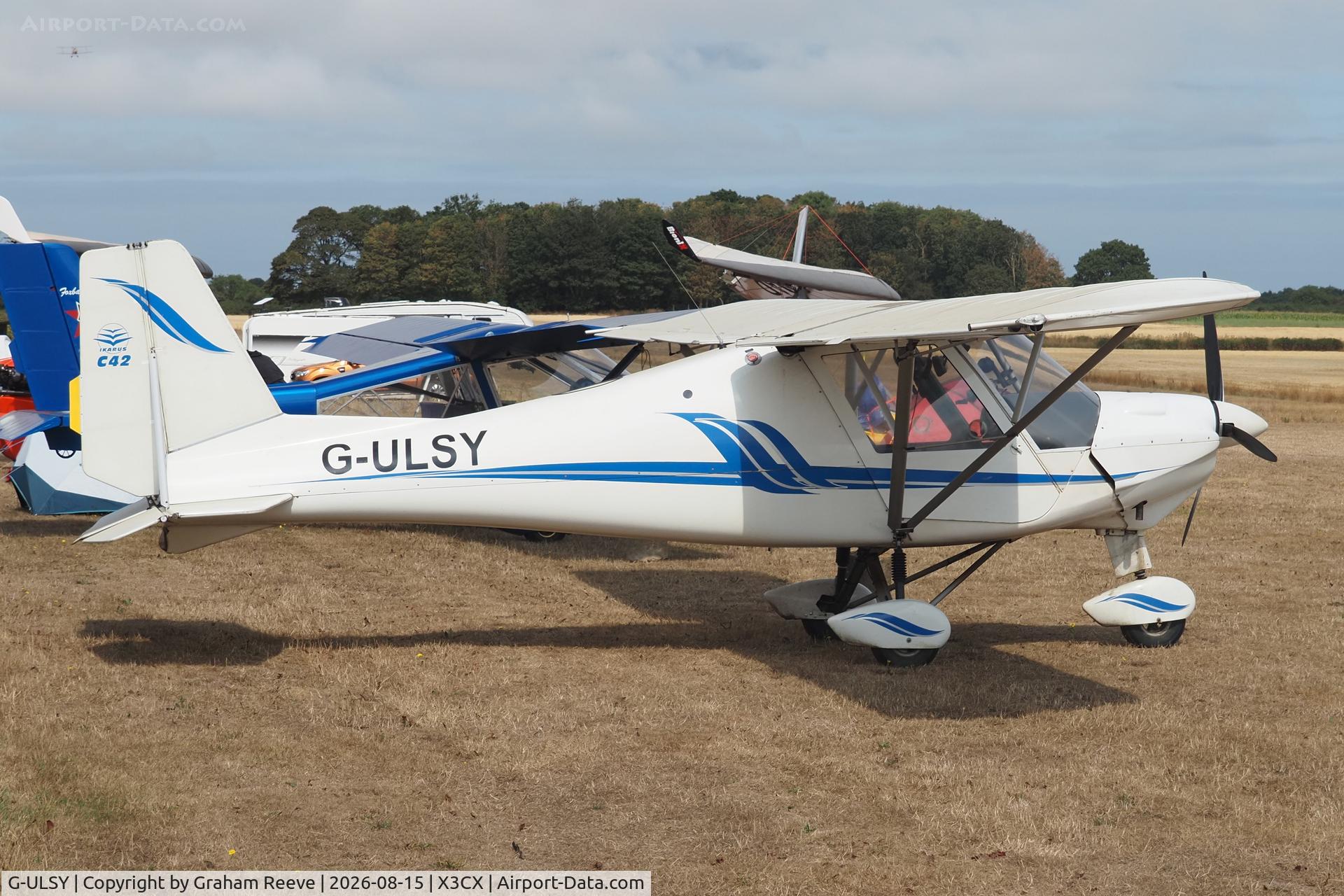 Aircraft G-ULSY, 2004 Comco Ikarus C42 FB80, c/n 0405-6603, Parked at Northrepps., at X3CX, photo by Graham Reeve