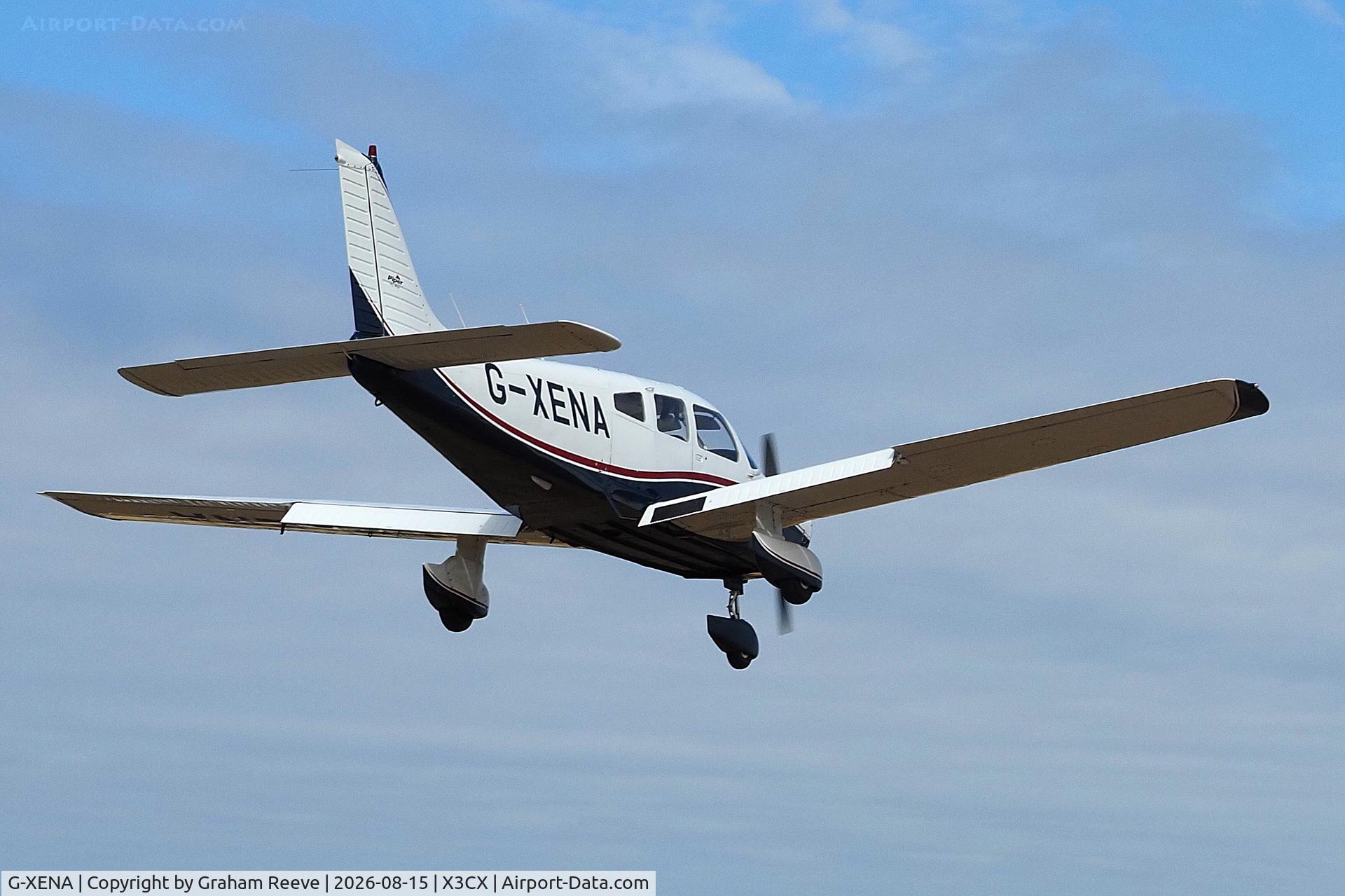 Aircraft G-XENA, 1977 Piper PA-28-161 Cherokee Warrior II, c/n 28-7716158, Landing at Northrepps., at X3CX, photo by Graham Reeve