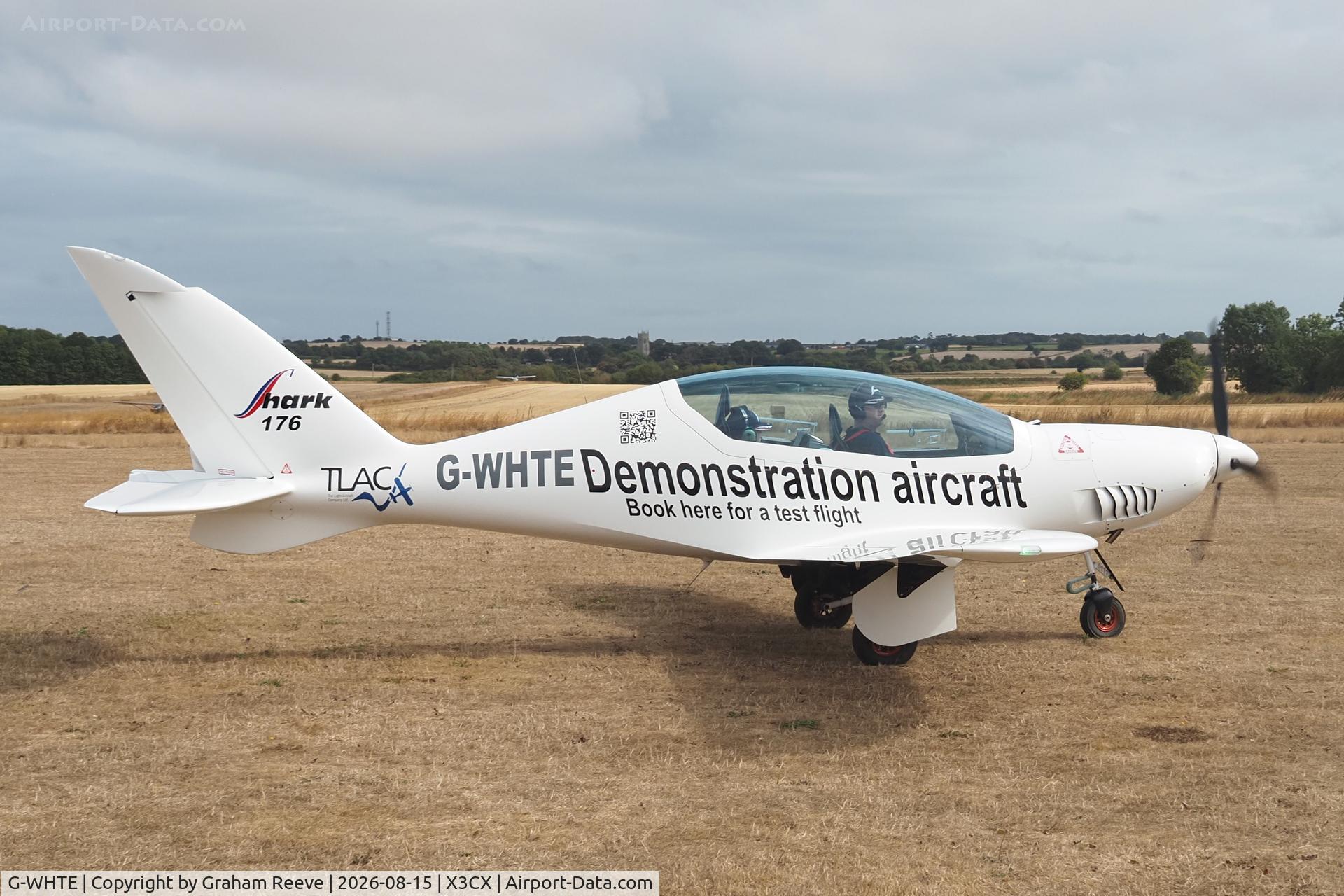 Aircraft G-WHTE, 2025 The Light Aircraft Company Shark 600 UK, c/n 176, Just landed at Northrepps., at X3CX, photo by Graham Reeve