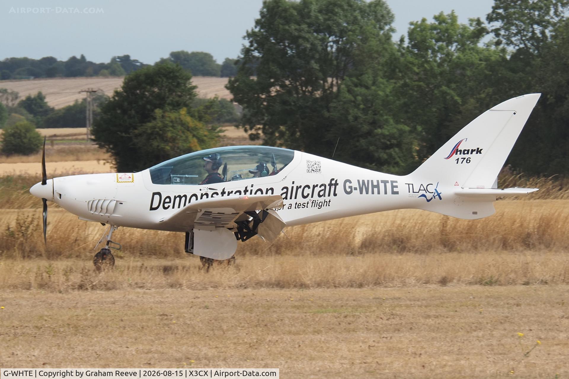 Aircraft G-WHTE, 2025 The Light Aircraft Company Shark 600 UK, c/n 176, Landing at Northrepps., at X3CX, photo by Graham Reeve