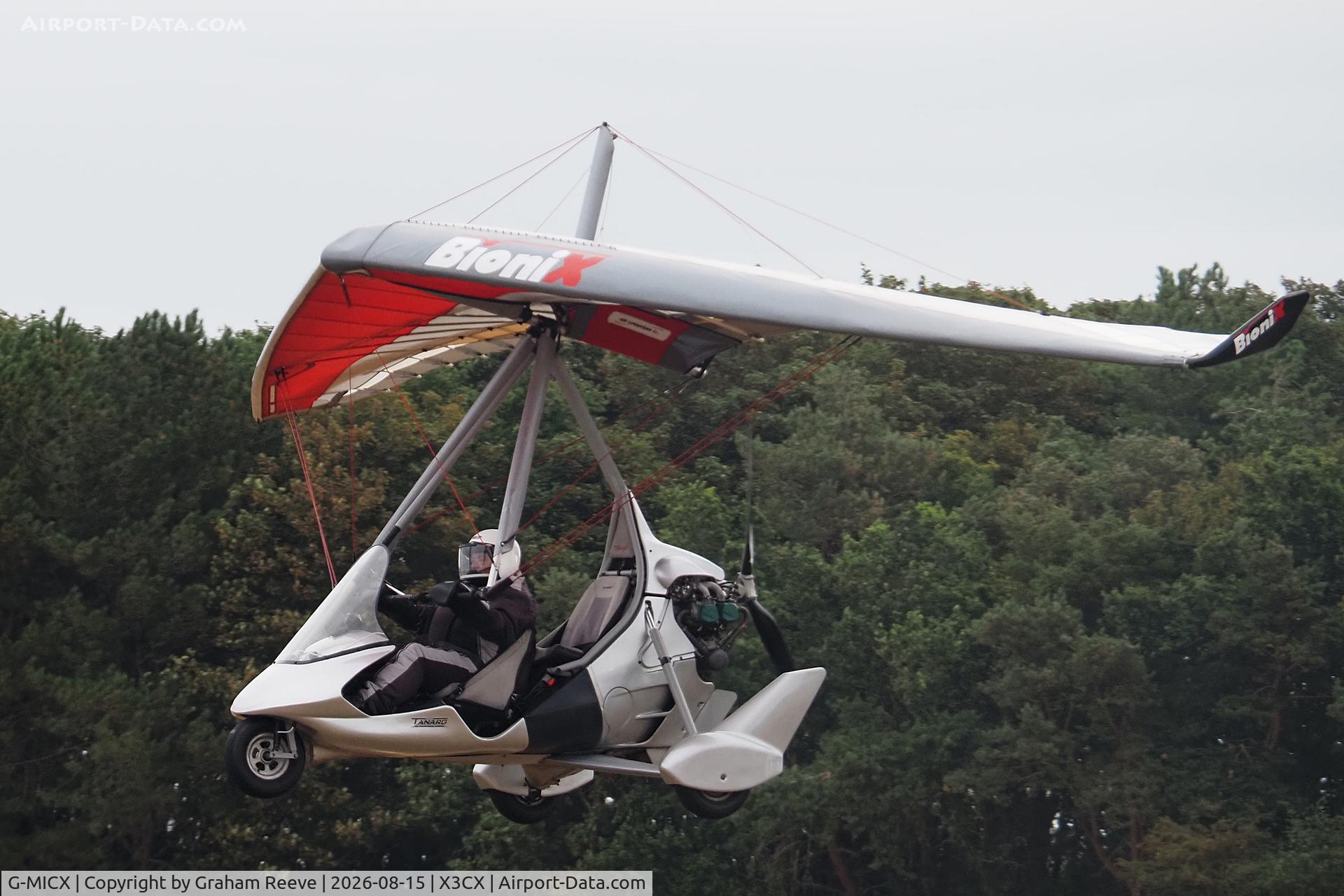 Aircraft G-MICX, 2015 Air Creation Tanarg / BioniX 13 912S-1, c/n BMAA/HB/671, Landing at Northrepps., at X3CX, photo by Graham Reeve