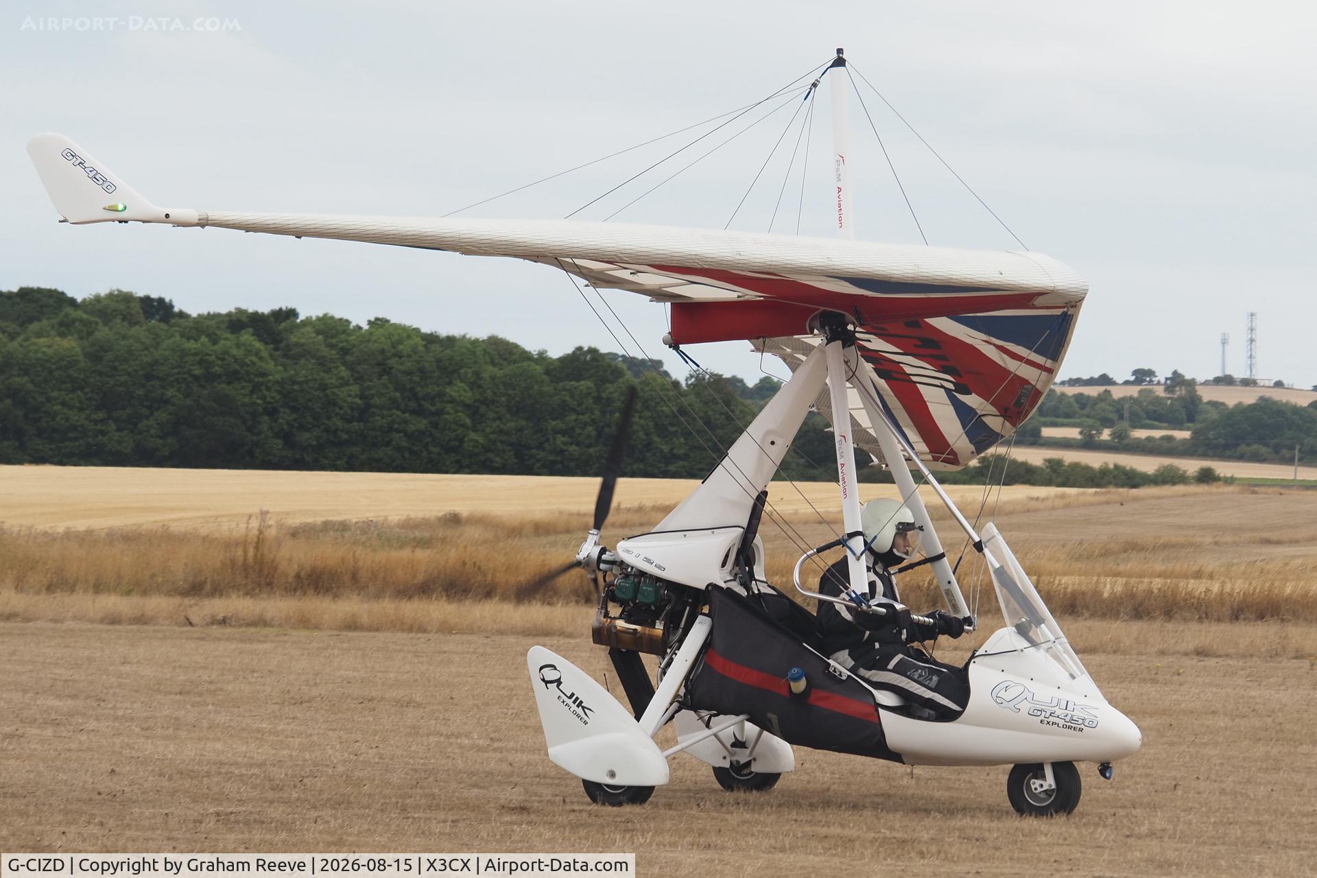 Aircraft G-CIZD, 2016 P&M Aviation Quik GT450, c/n 8742, Just landed at Northrepps., at X3CX, photo by Graham Reeve